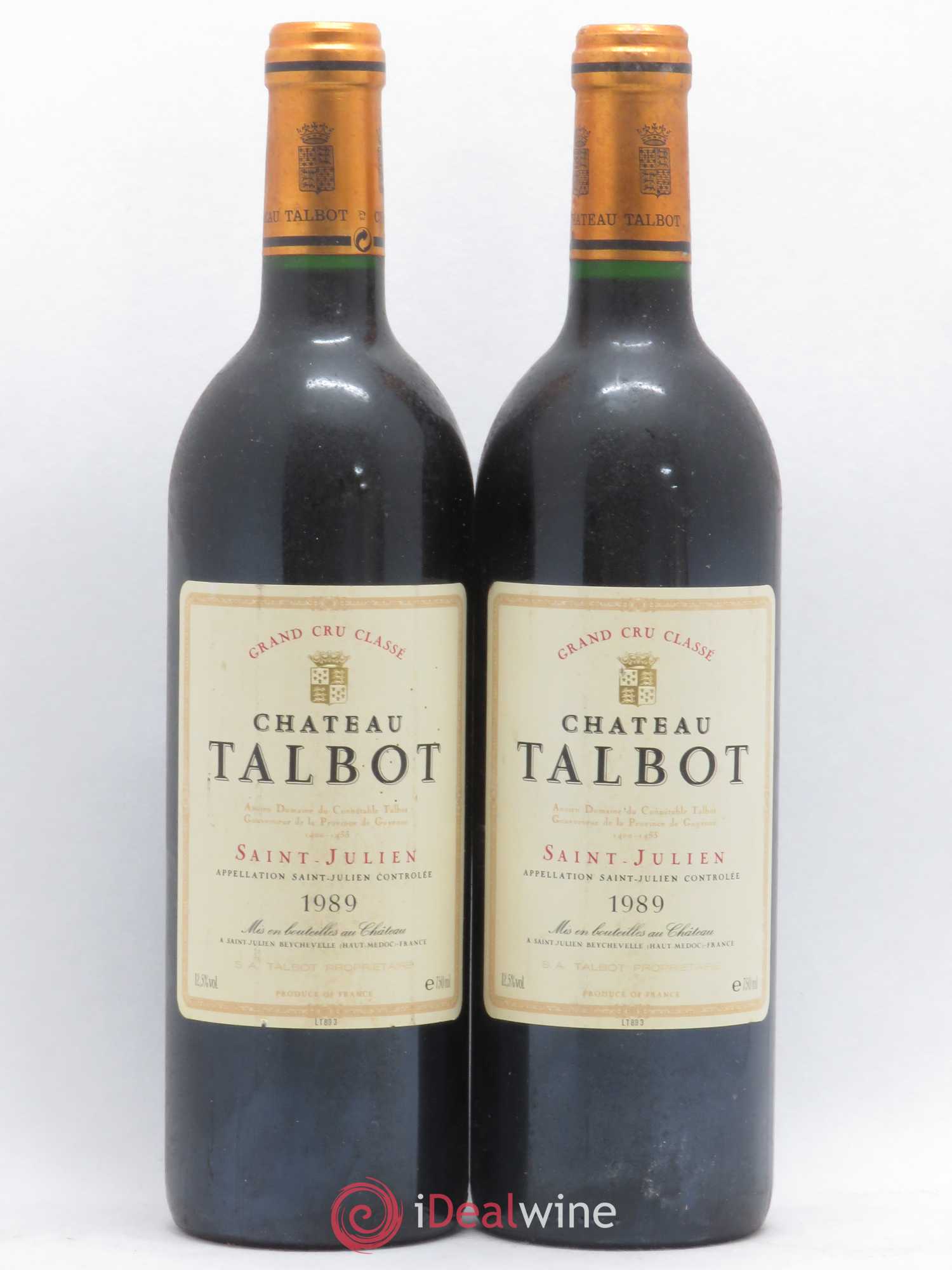 Château Talbot 4ème Grand Cru Classé 1989 - Lot de 2 bouteilles - 0