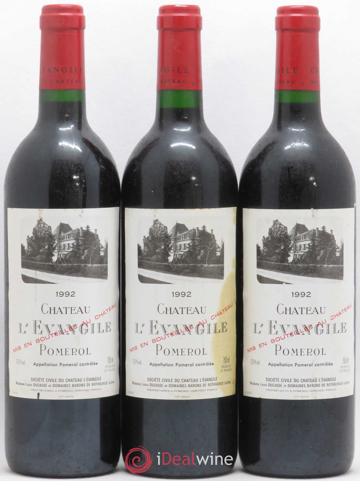 Château l' Évangile 1992 - Lot de 3 bouteilles - 0