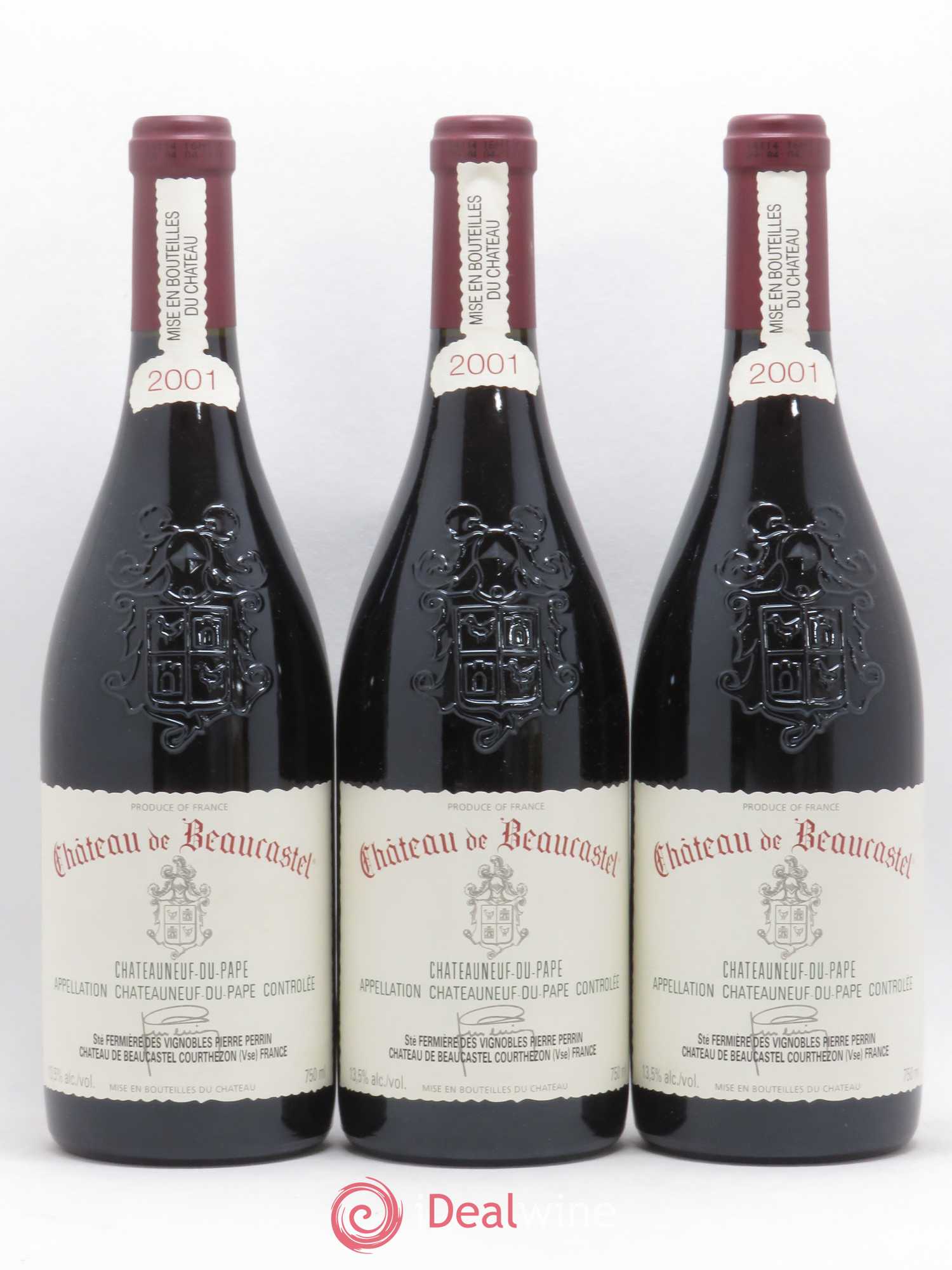Châteauneuf-du-Pape Château de Beaucastel Famille Perrin 2001 - Lot de 3 bouteilles - 0