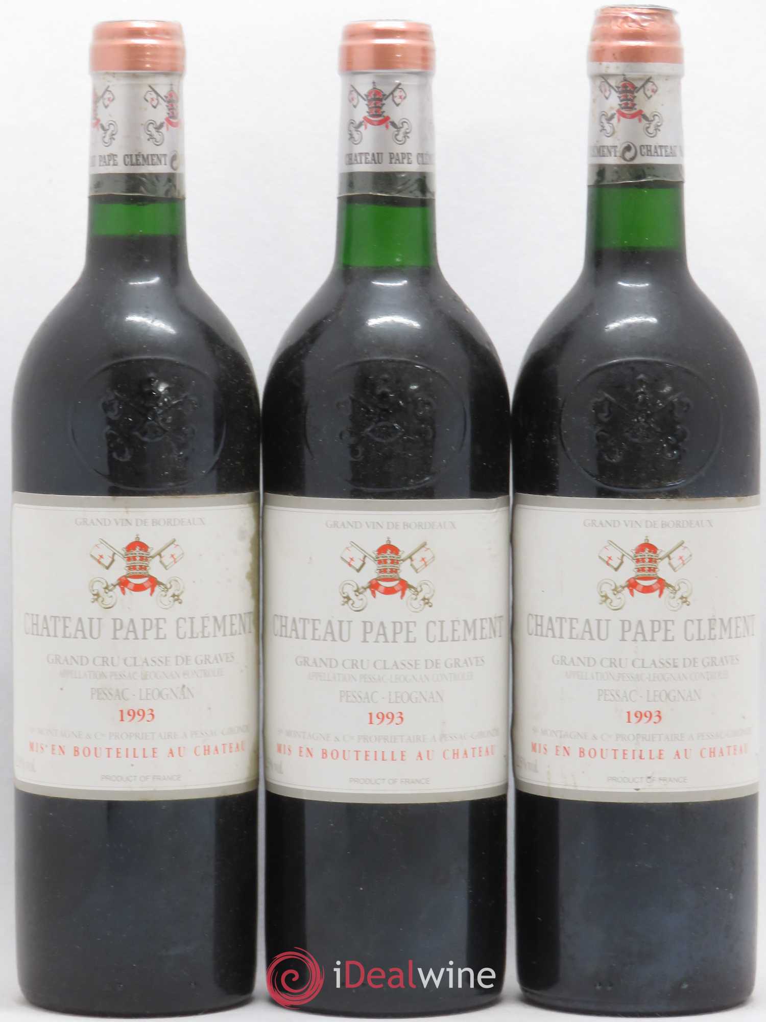 Château Pape Clément Cru Classé de Graves 1993 - Lot de 3 bouteilles - 0