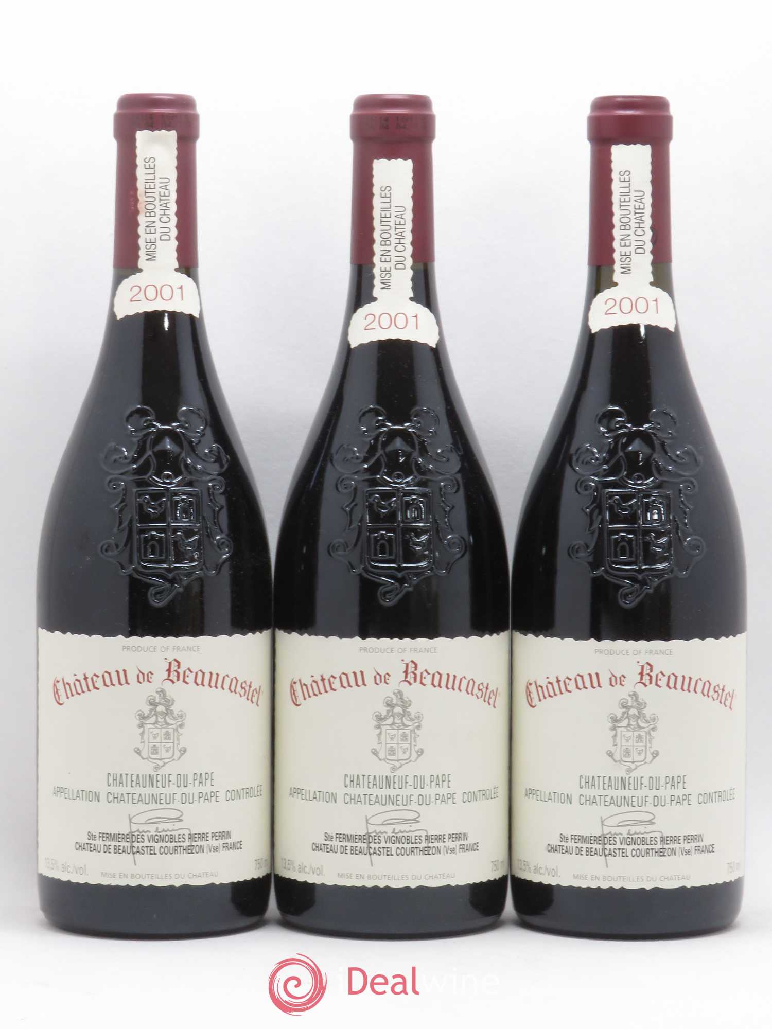 Châteauneuf-du-Pape Château de Beaucastel Famille Perrin 2001 - Lot de 3 bouteilles - 0
