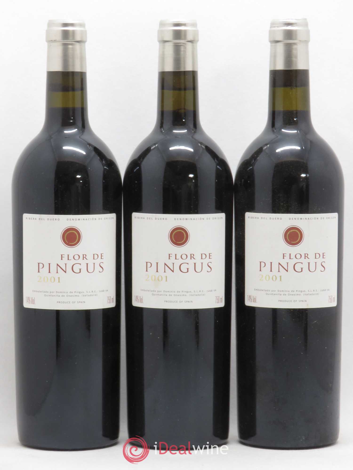 Ribera Del Duero Flor de Pingus Dominio de Pingus - Peter Sisseck 2001 - Lot de 3 bouteilles - 0