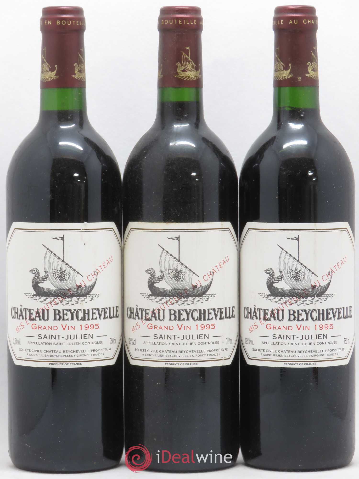 Château Beychevelle 4ème Grand Cru Classé 1995 - Lot de 3 bouteilles - 0