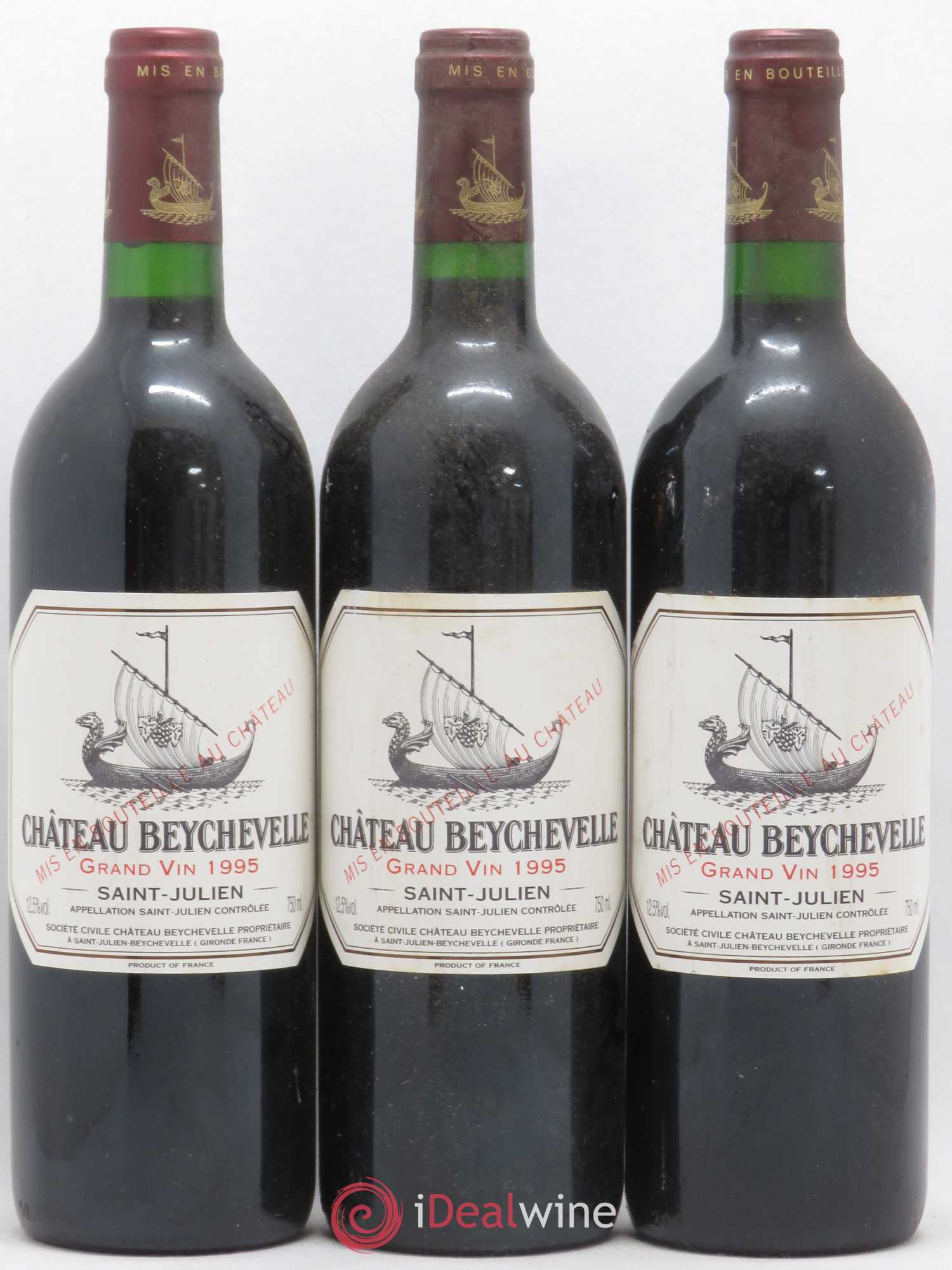 Château Beychevelle 4ème Grand Cru Classé 1995 - Lot de 3 bouteilles - 0