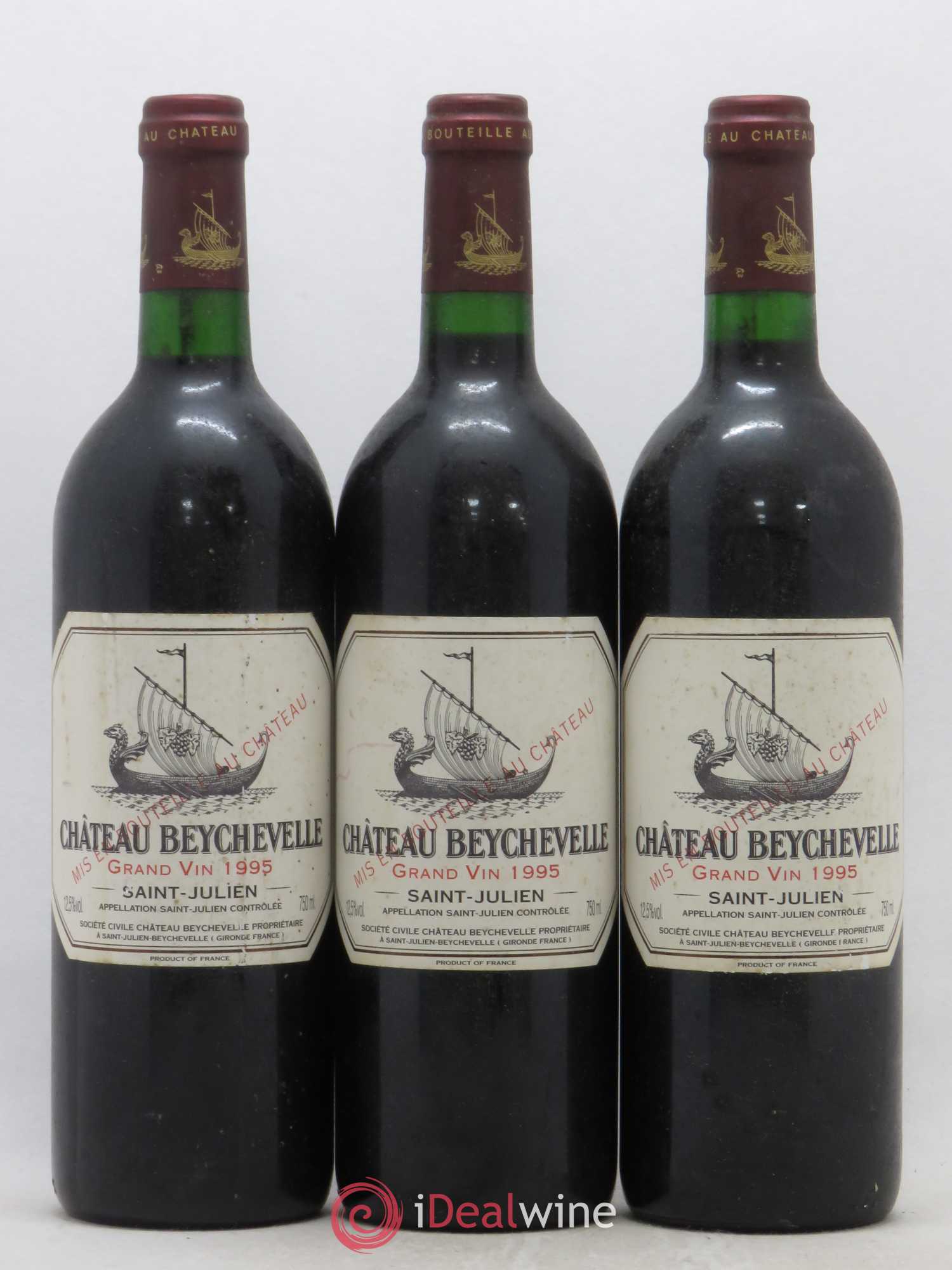 Château Beychevelle 4ème Grand Cru Classé 1995 - Lot de 3 bouteilles - 0