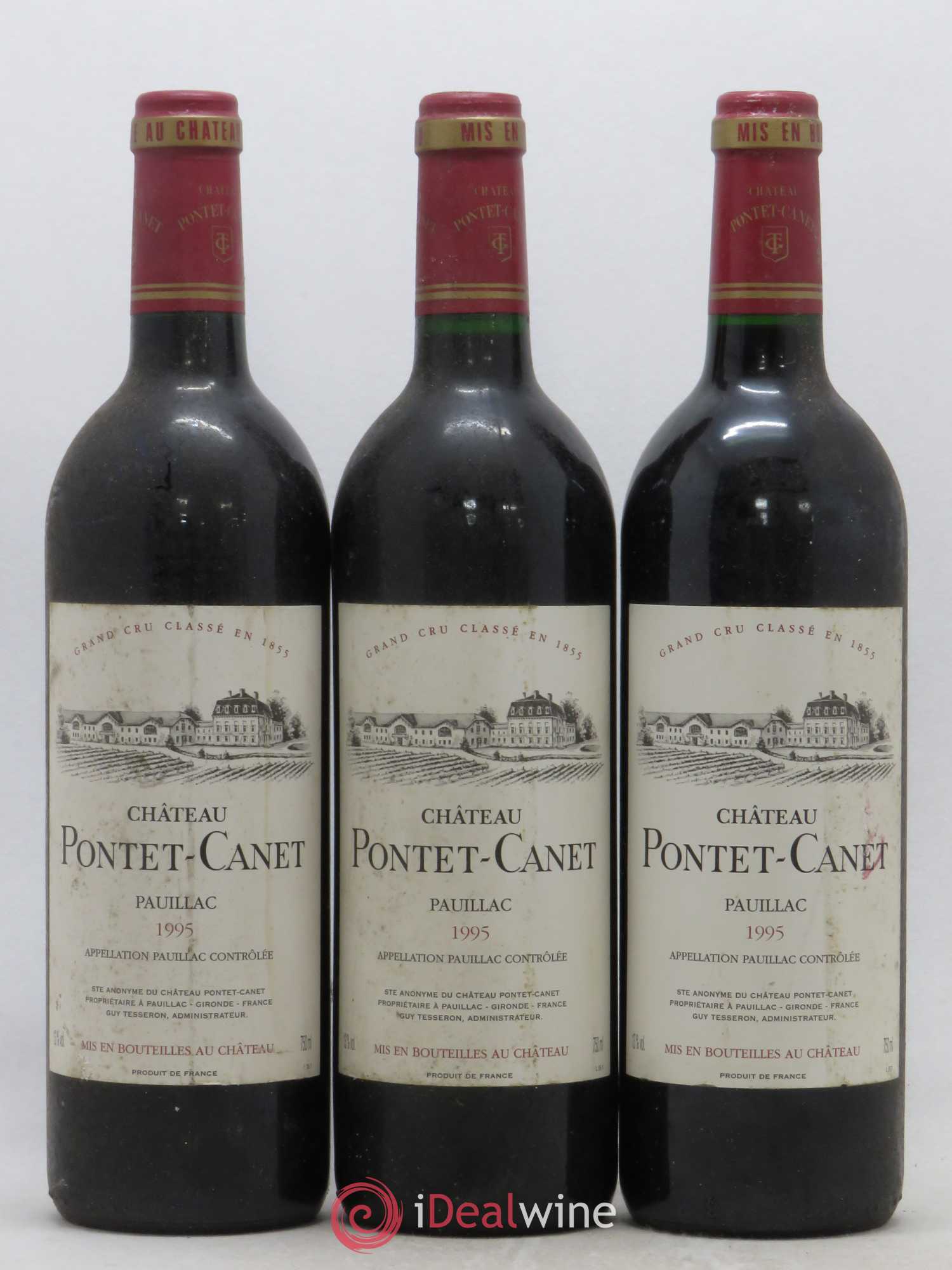 Château Pontet Canet 5ème Grand Cru Classé 1995 - Lot de 3 bouteilles - 0