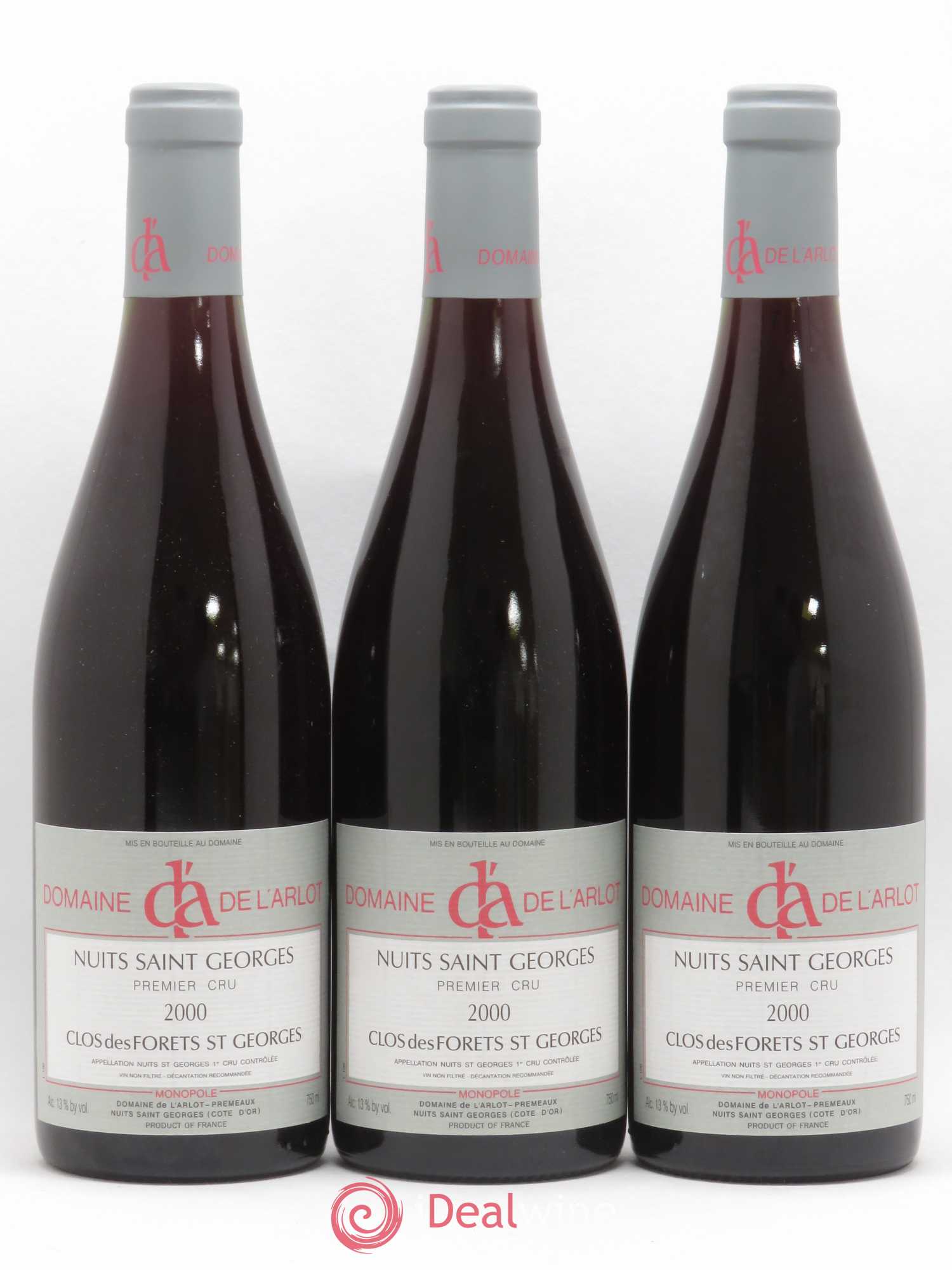 Nuits-Saint-Georges 1er Cru Clos des Forêts Saint-Georges Domaine de l'Arlot 2000 - Lot de 3 bouteilles - 0