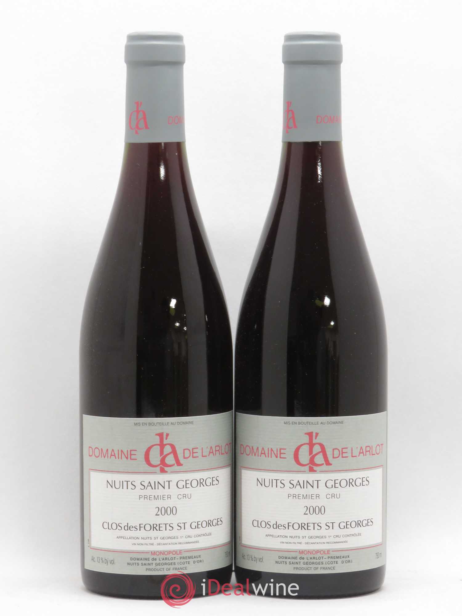 Nuits-Saint-Georges 1er Cru Clos des Forêts Saint-Georges Domaine de l'Arlot 2000 - Lot de 2 bouteilles - 0