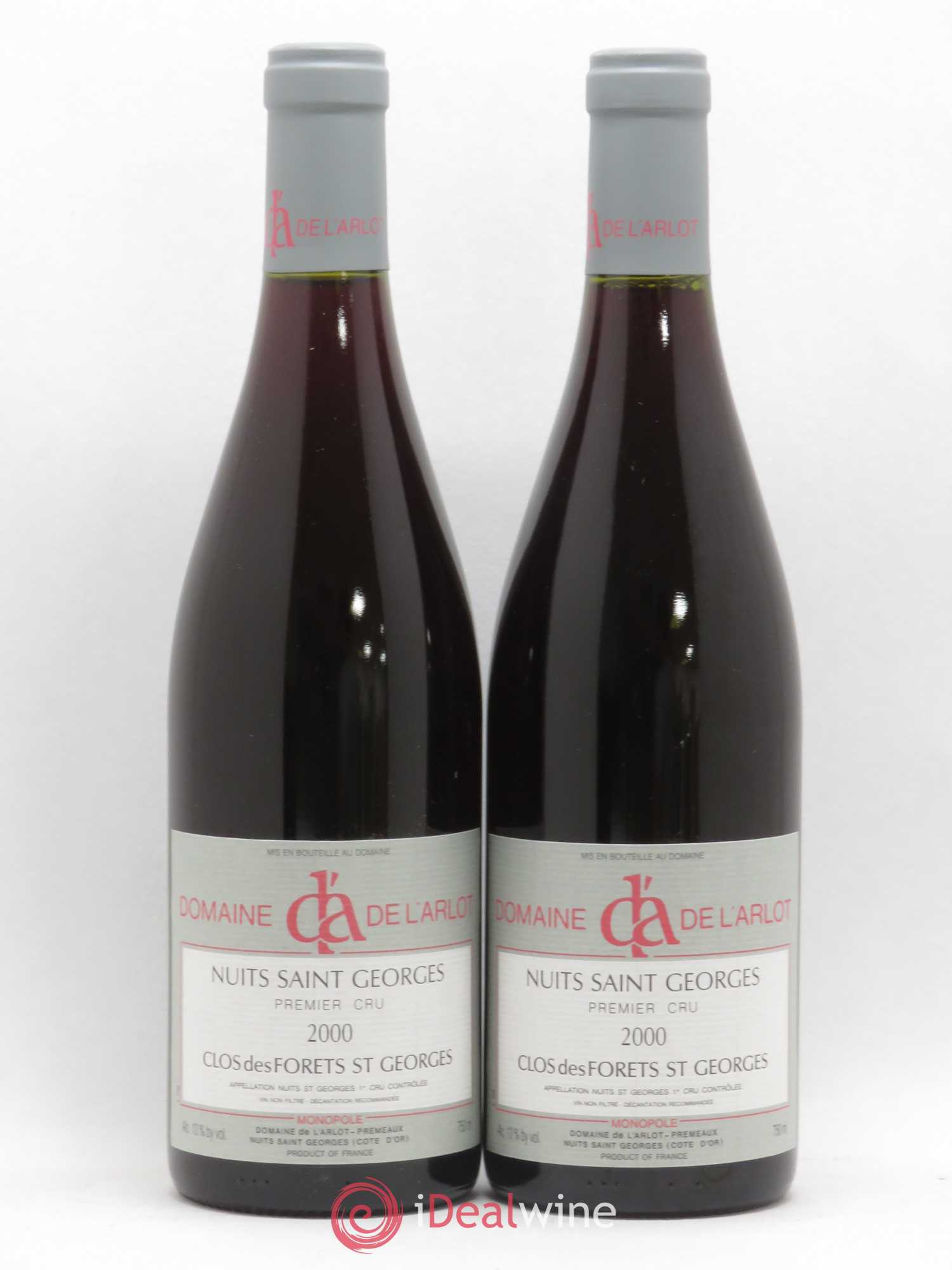 Nuits-Saint-Georges 1er Cru Clos des Forêts Saint-Georges Domaine de l'Arlot 2000 - Lot de 2 bouteilles - 0