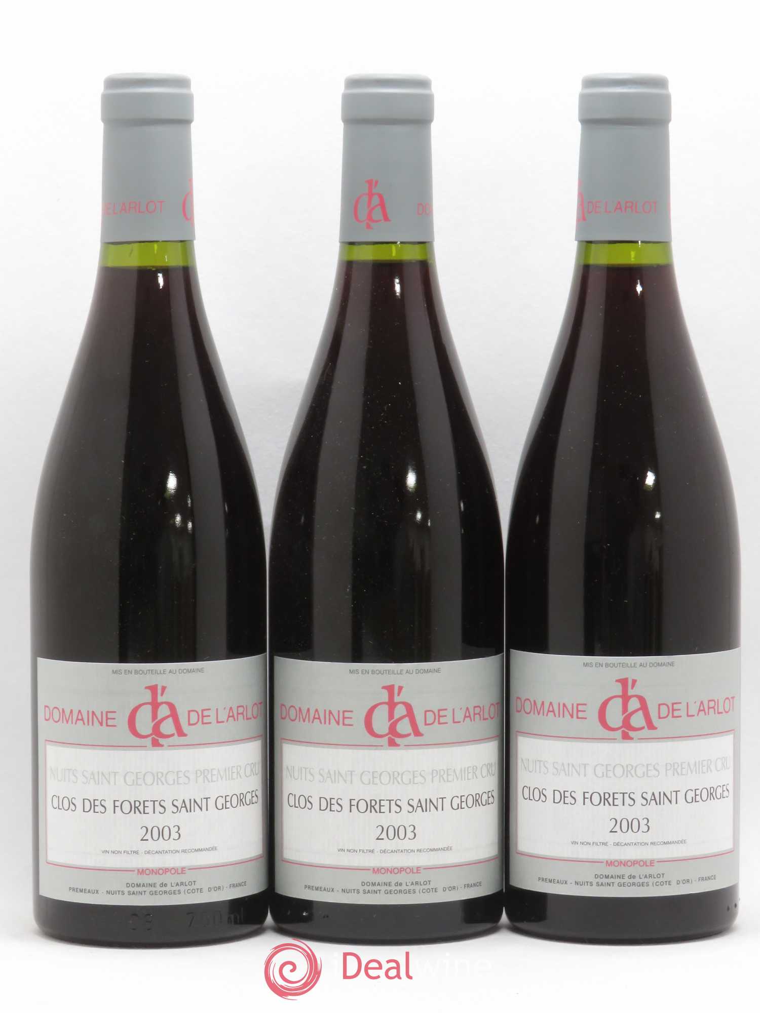 Nuits-Saint-Georges 1er Cru Clos des Forêts Saint-Georges Domaine de l'Arlot 2003 - Lot de 3 bouteilles - 0