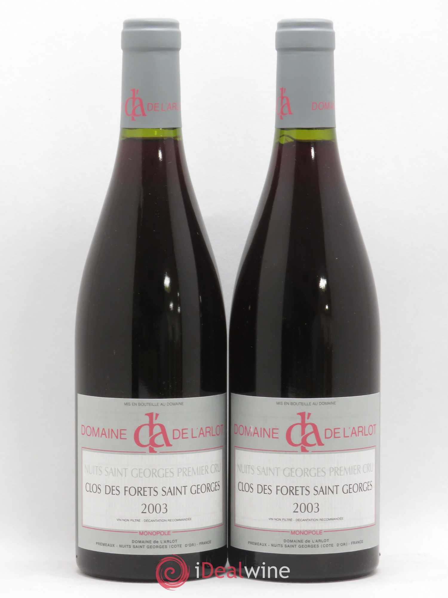 Nuits-Saint-Georges 1er Cru Clos des Forêts Saint-Georges Domaine de l'Arlot 2003 - Lot de 2 bouteilles - 0