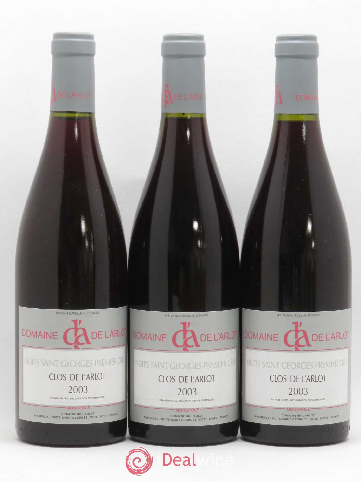 Nuits-Saint-Georges 1er Cru Clos de l'Arlot Domaine de l'Arlot 2003 - Lot de 3 bouteilles - 0