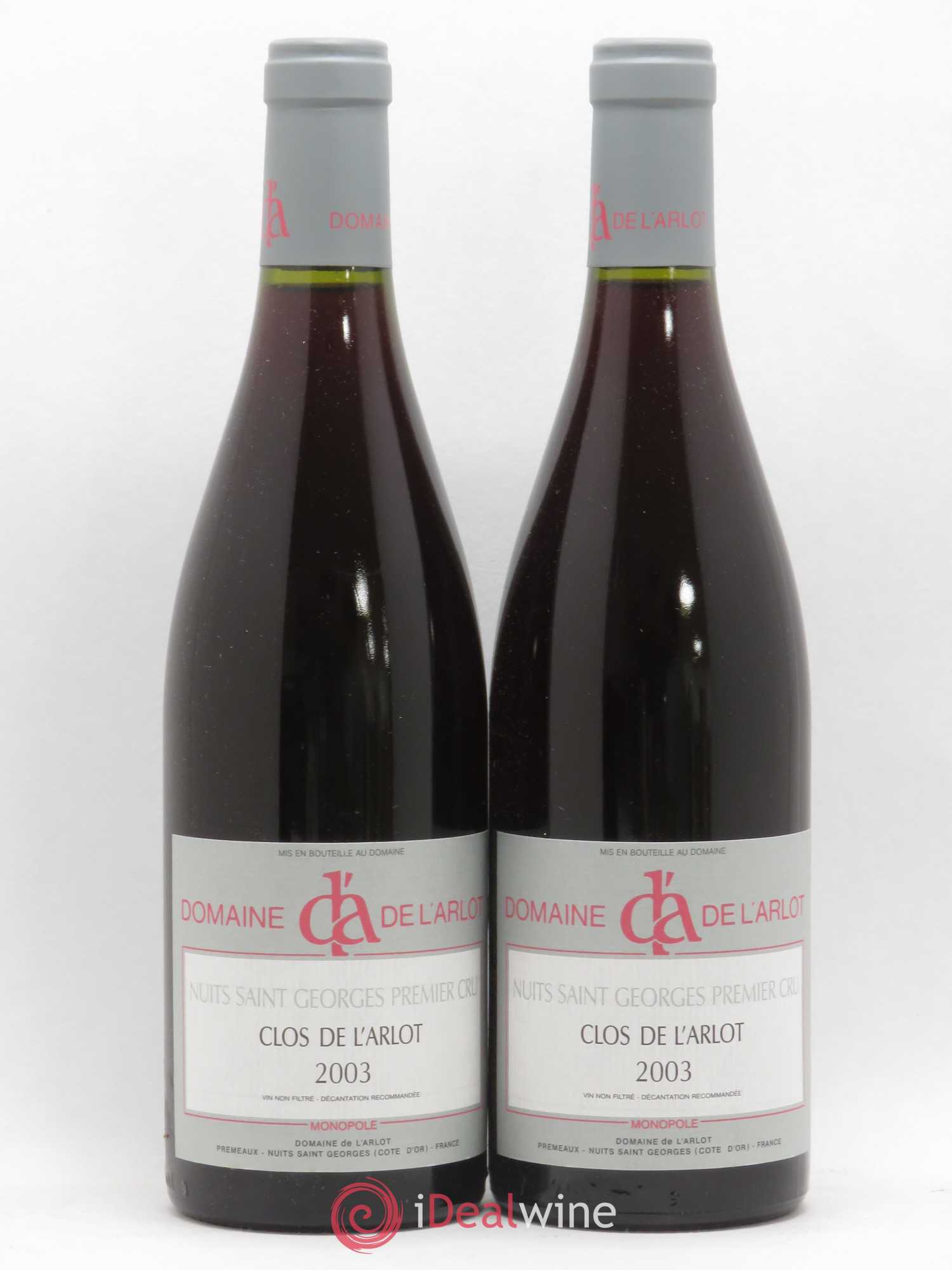 Nuits-Saint-Georges 1er Cru Clos de l'Arlot Domaine de l'Arlot 2003 - Lot de 2 bouteilles - 0