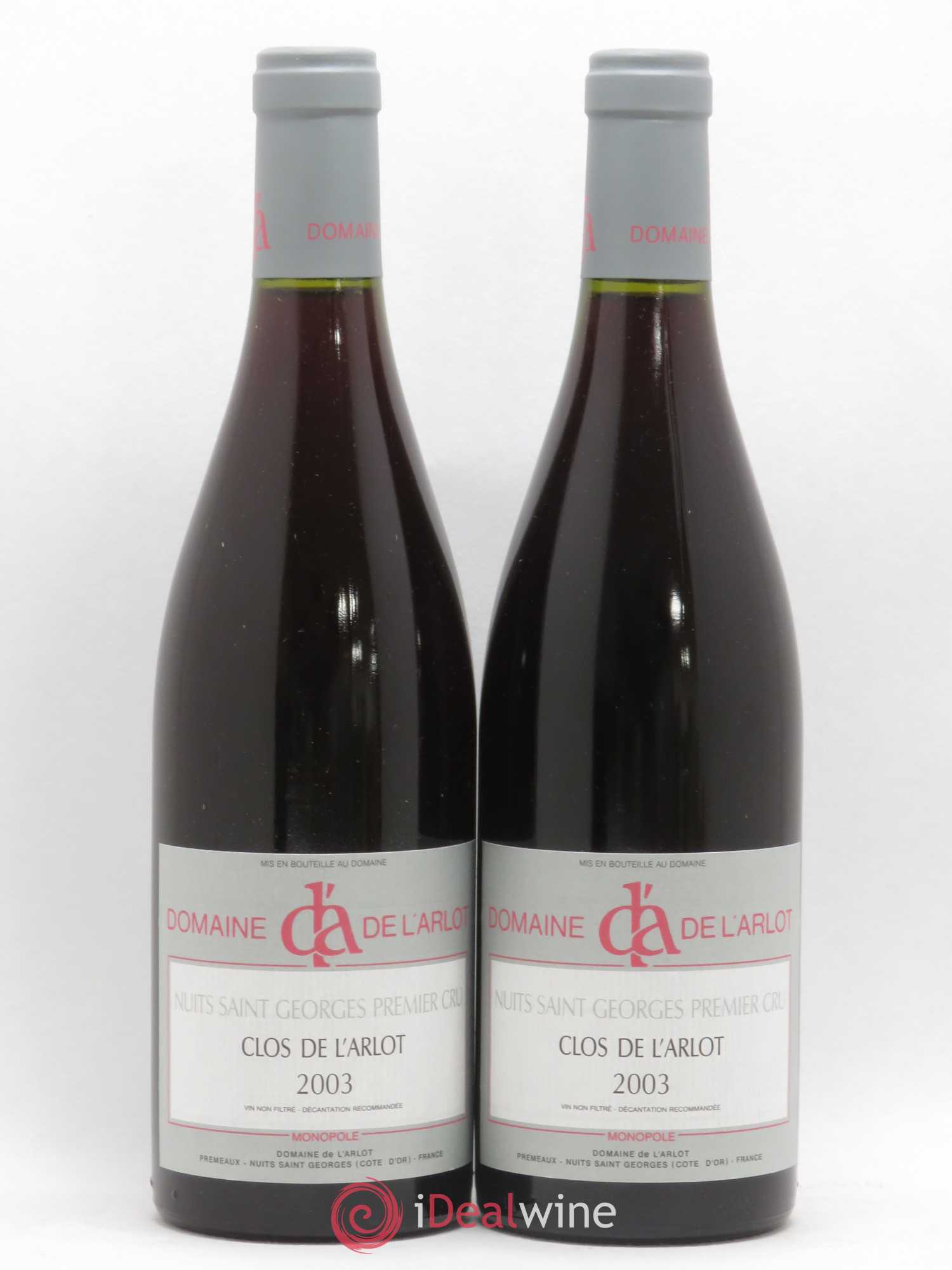 Nuits-Saint-Georges 1er Cru Clos de l'Arlot Domaine de l'Arlot 2003 - Lot de 2 bouteilles - 0