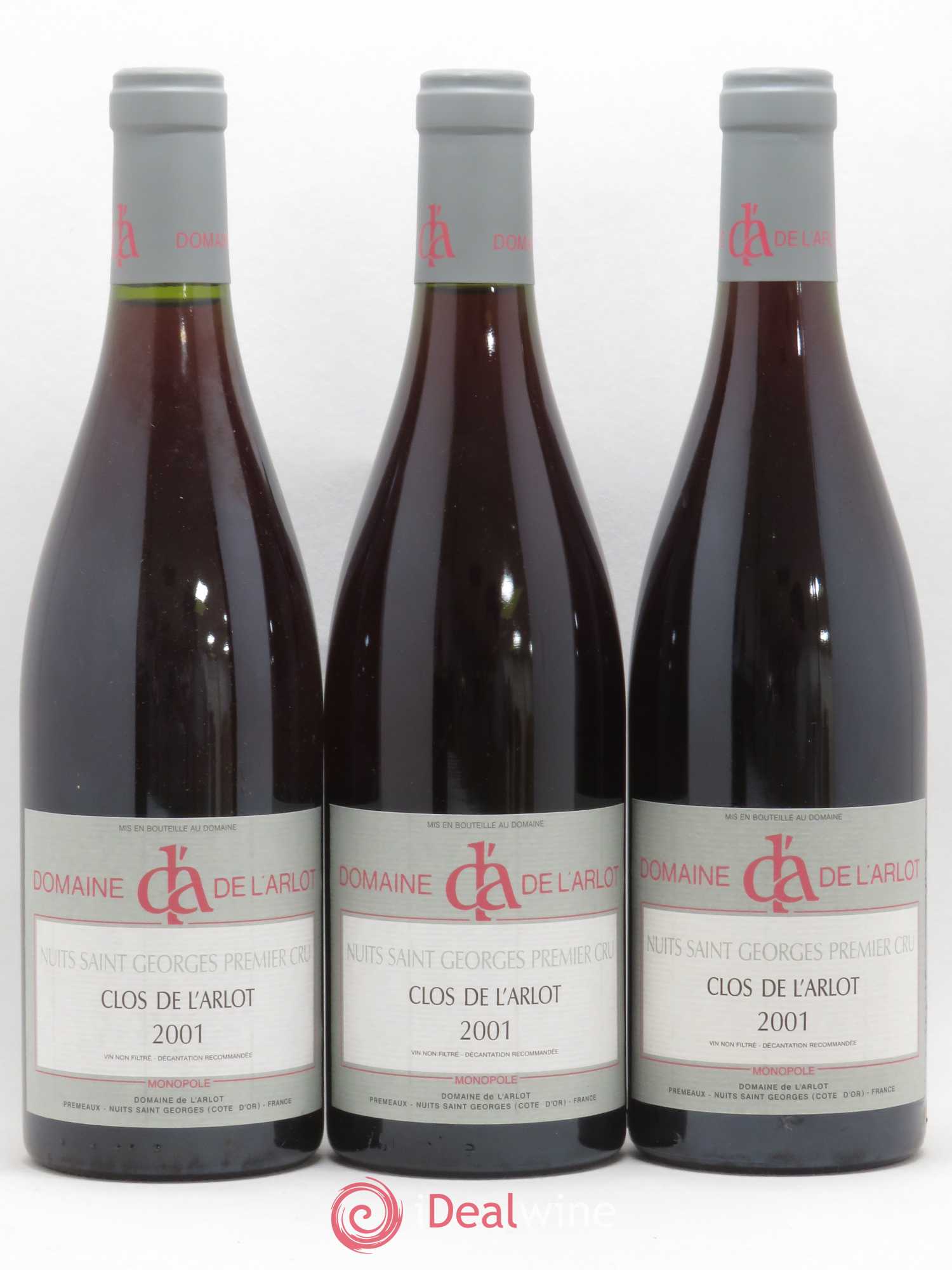 Nuits-Saint-Georges 1er Cru Clos de l'Arlot Domaine de l'Arlot 2001 - Lot de 3 bouteilles - 0