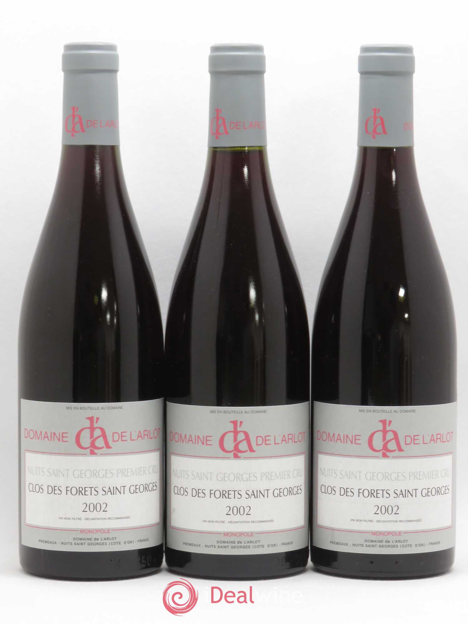 Nuits-Saint-Georges 1er Cru Clos des Forêts Saint-Georges Domaine de l'Arlot 2002 - Lot de 3 bouteilles - 0