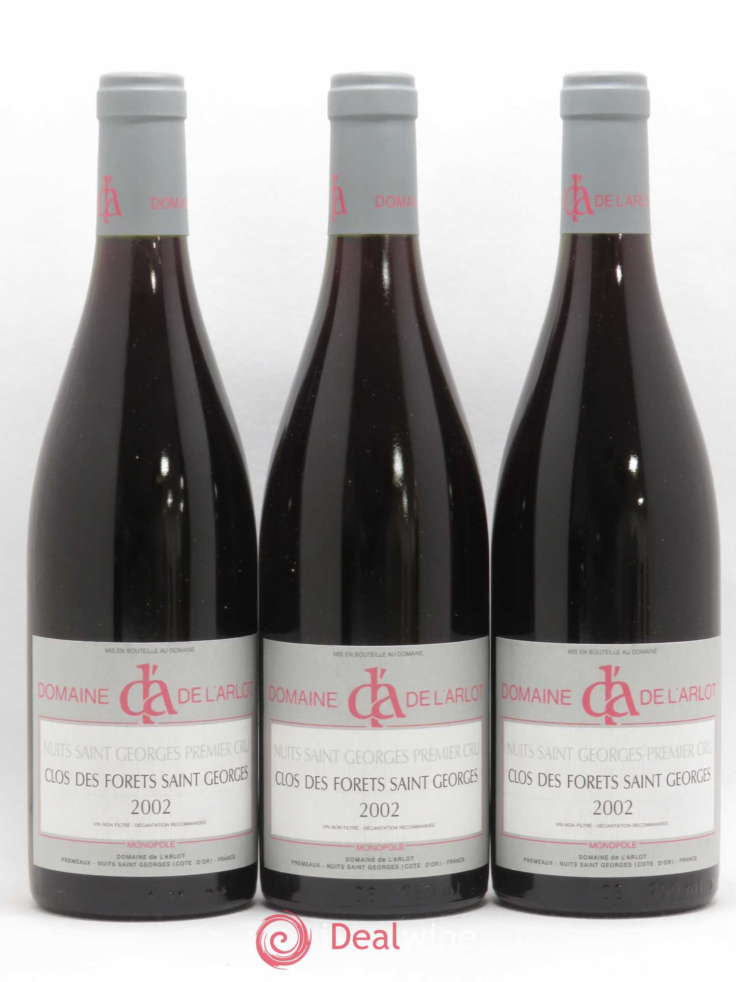 Nuits-Saint-Georges 1er Cru Clos des Forêts Saint-Georges Domaine de l'Arlot 2002 - Lot de 3 bouteilles - 0