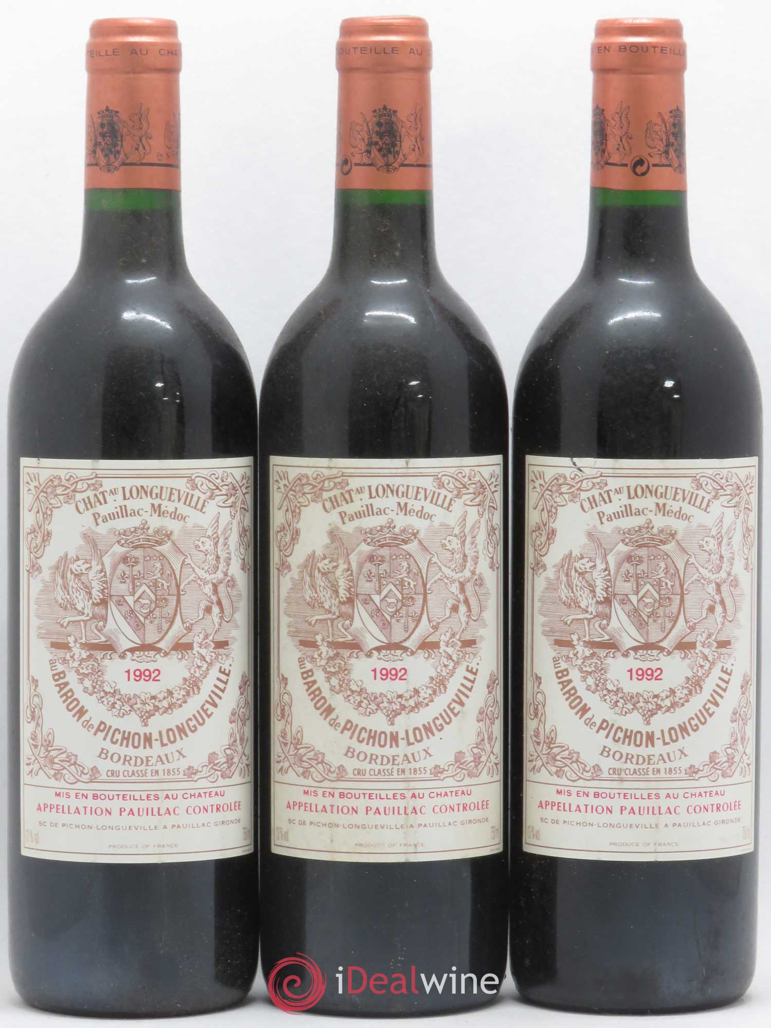Pichon Longueville Baron 2ème Grand Cru Classé 1992 - Lot de 3 bouteilles - 0