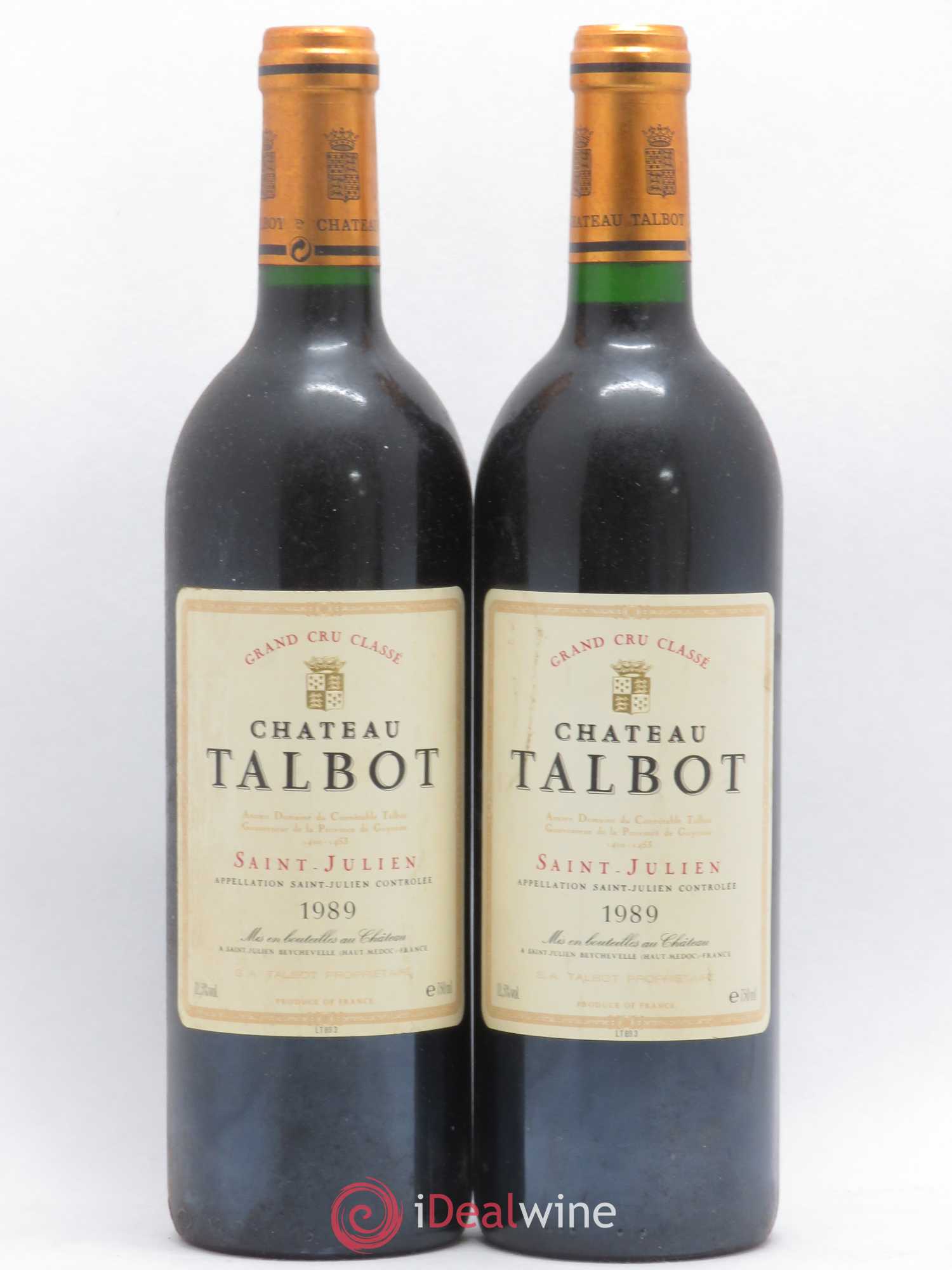 Château Talbot 4ème Grand Cru Classé 1989 - Lot de 2 bouteilles - 0