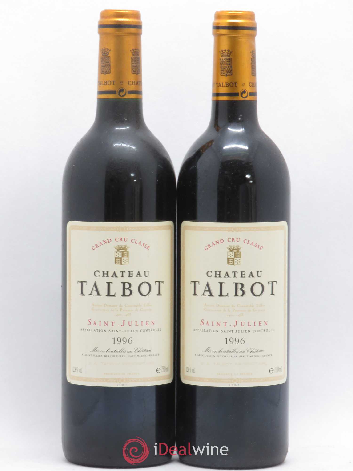 Château Talbot 4ème Grand Cru Classé 1996 - Lot de 2 bouteilles - 0