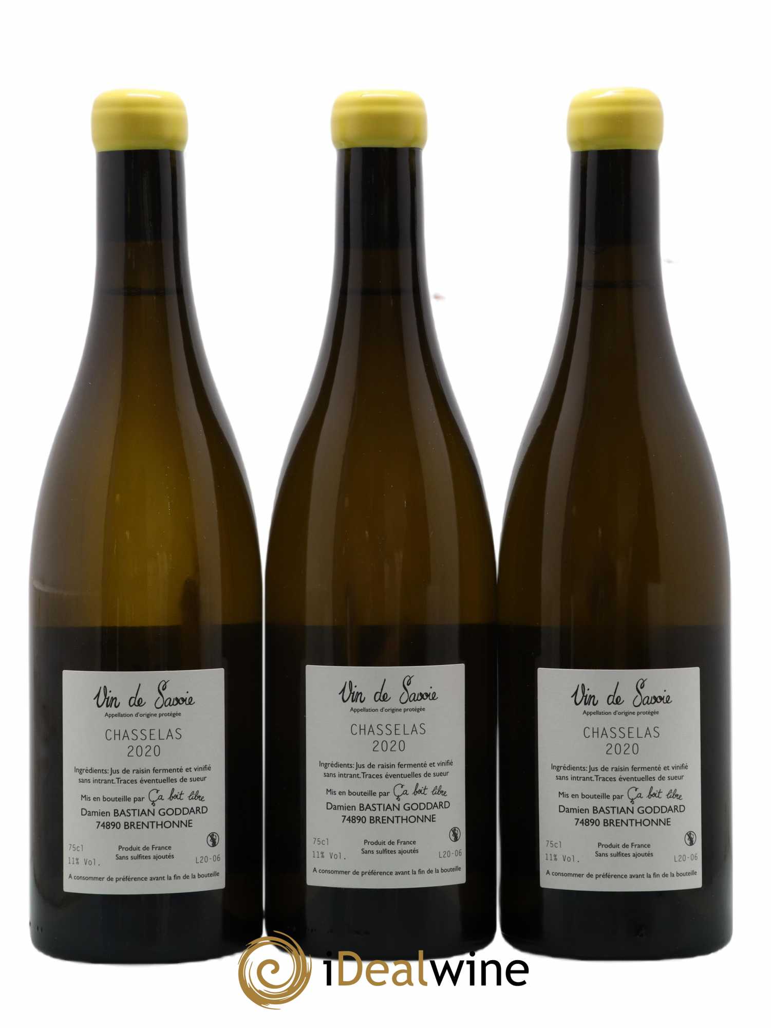 Vin de France Mont Blanc des Alpes Damien Bastian Goddard 2020 - Lot de 3 bouteilles - 1