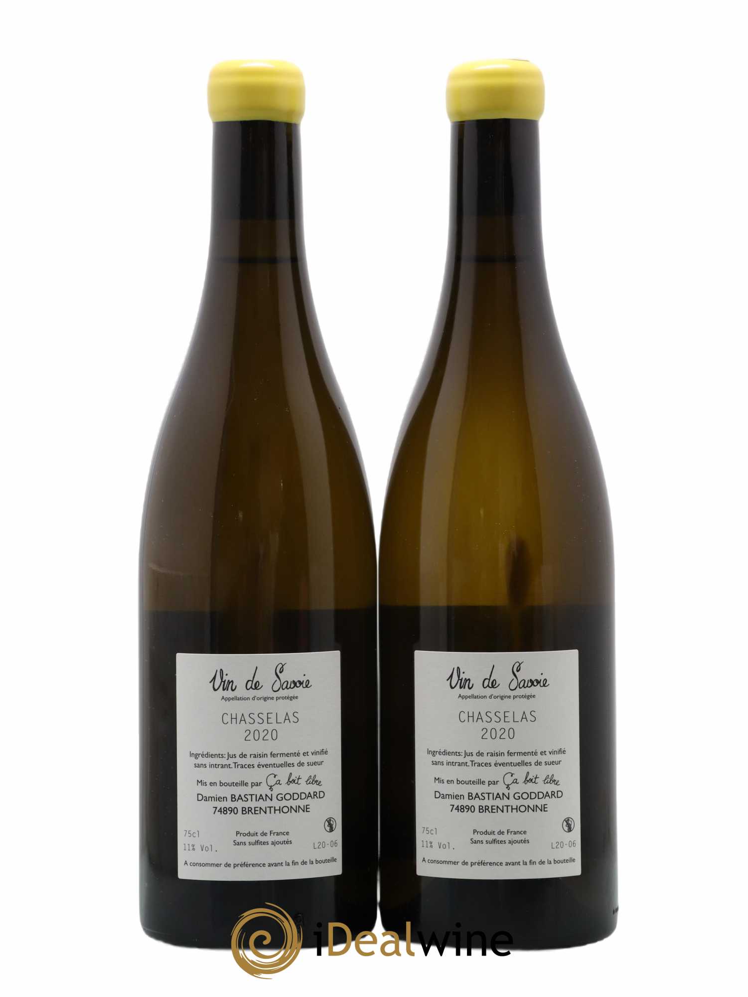 Vin de France Mont Blanc des Alpes Damien Bastian Goddard 2020 - Lot of 2 bottles - 1