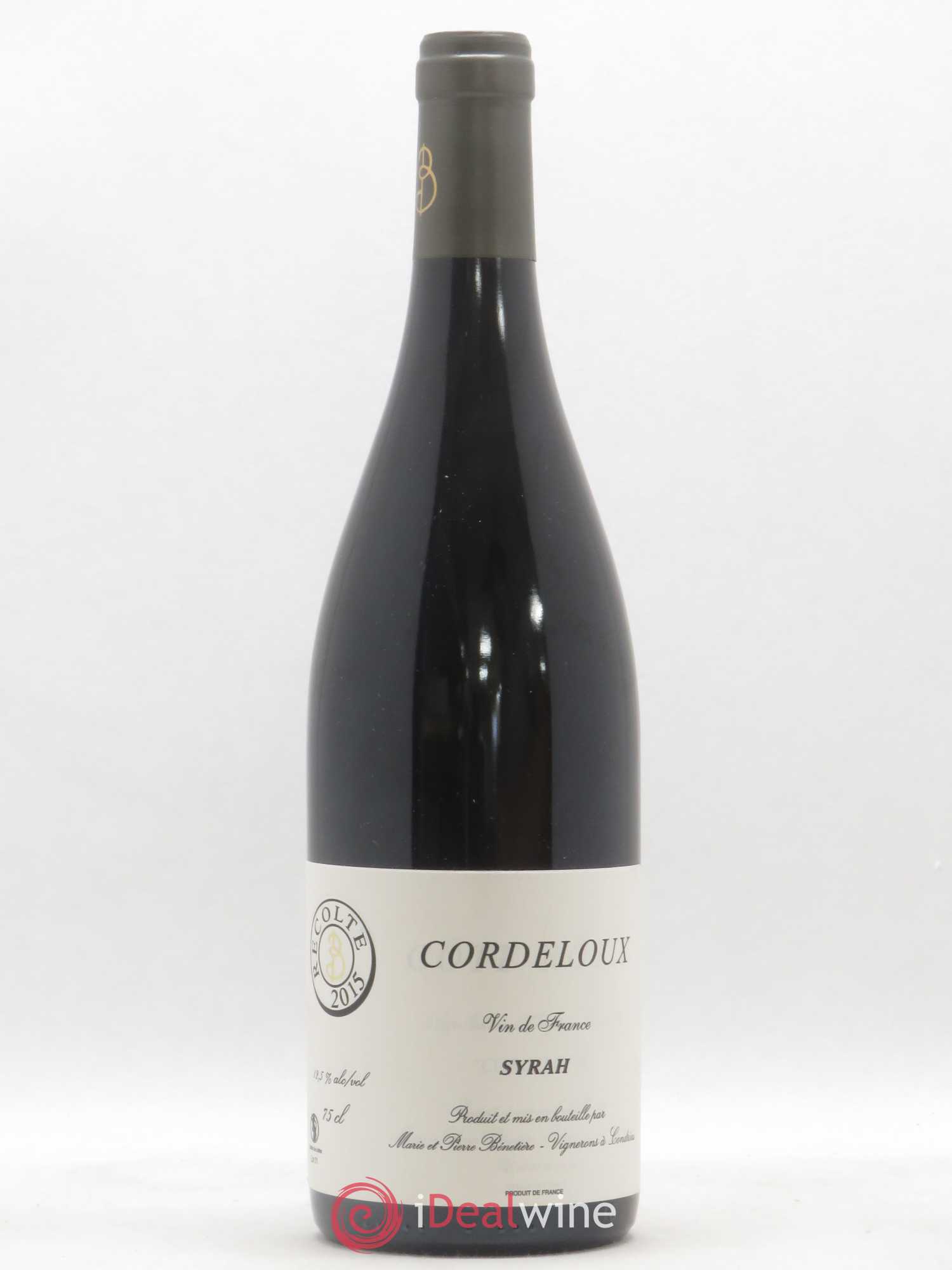 Vin de France Syrah Cordeloux Marie et Pierre Bénetière (Domaine) 2015 - Lot de 1 bouteille - 0