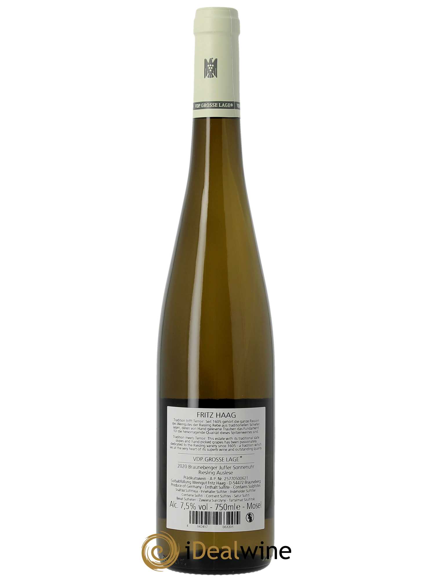 Riesling Fritz Haag Brauneberger Juffer Sonnenuhr Auslese 2020 - Lot de 1 bouteille - 1