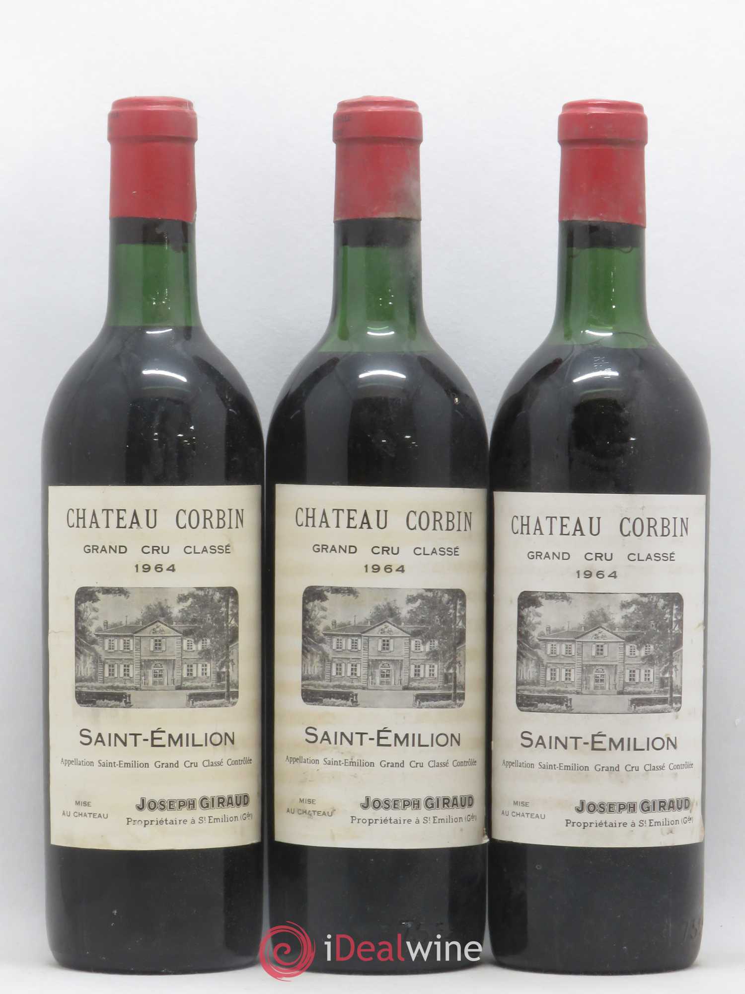 Château Corbin Grand Cru Classé 1964 - Lot de 3 bouteilles - 0