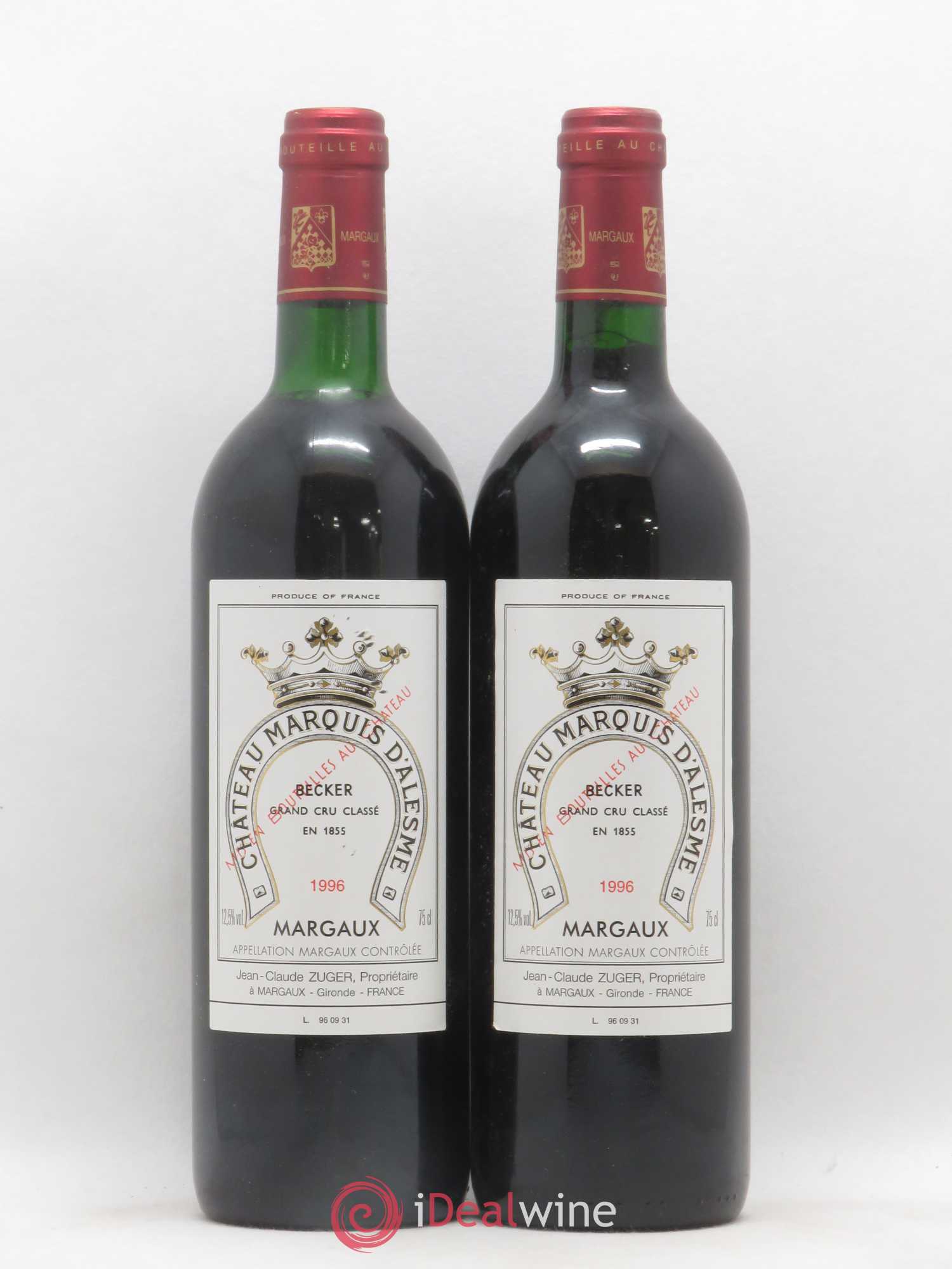 Château Marquis d'Alesme 1996 - Lot de 2 bouteilles - 0