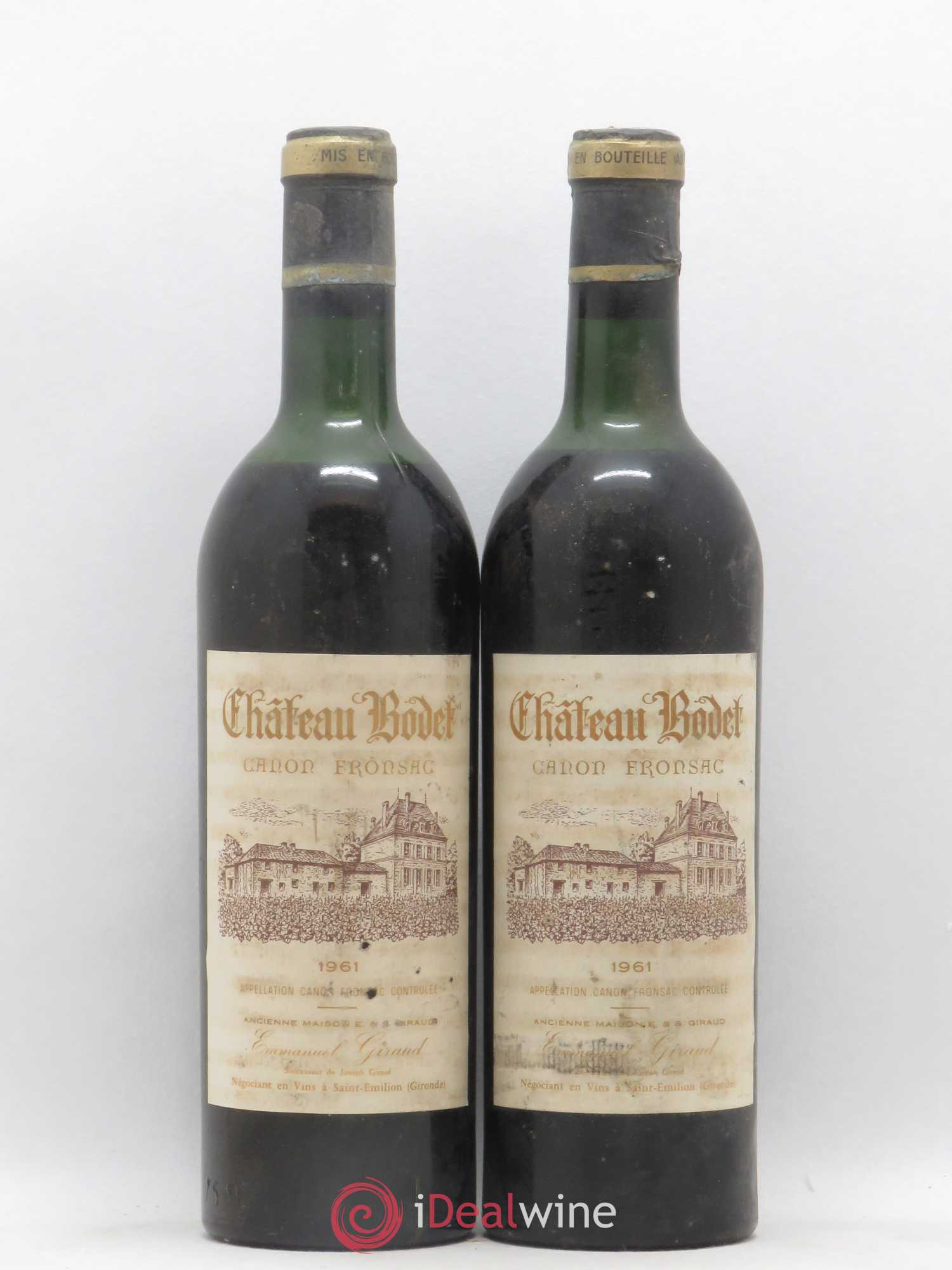 Canon-Fronsac Château Bodet 1961 - Posten von 2 Flaschen - 0
