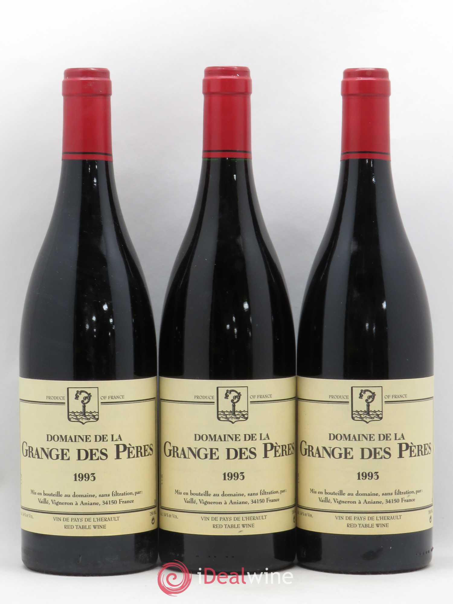Pays d'Hérault Grange des Pères Laurent Vaillé 1993 - Lot de 3 bouteilles - 0