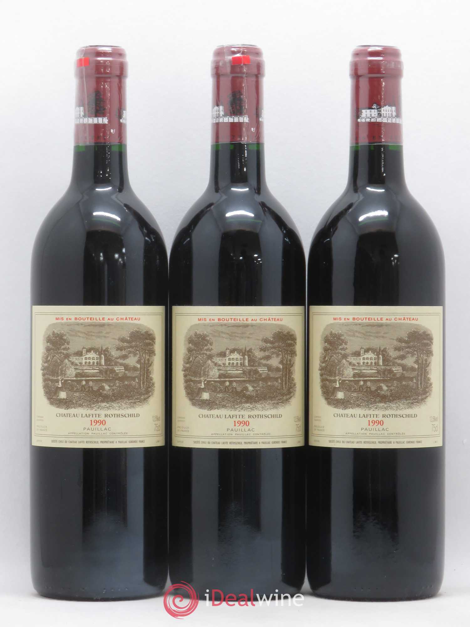 Château Lafite Rothschild 1er Grand Cru Classé 1990 - Lot de 3 bouteilles - 0