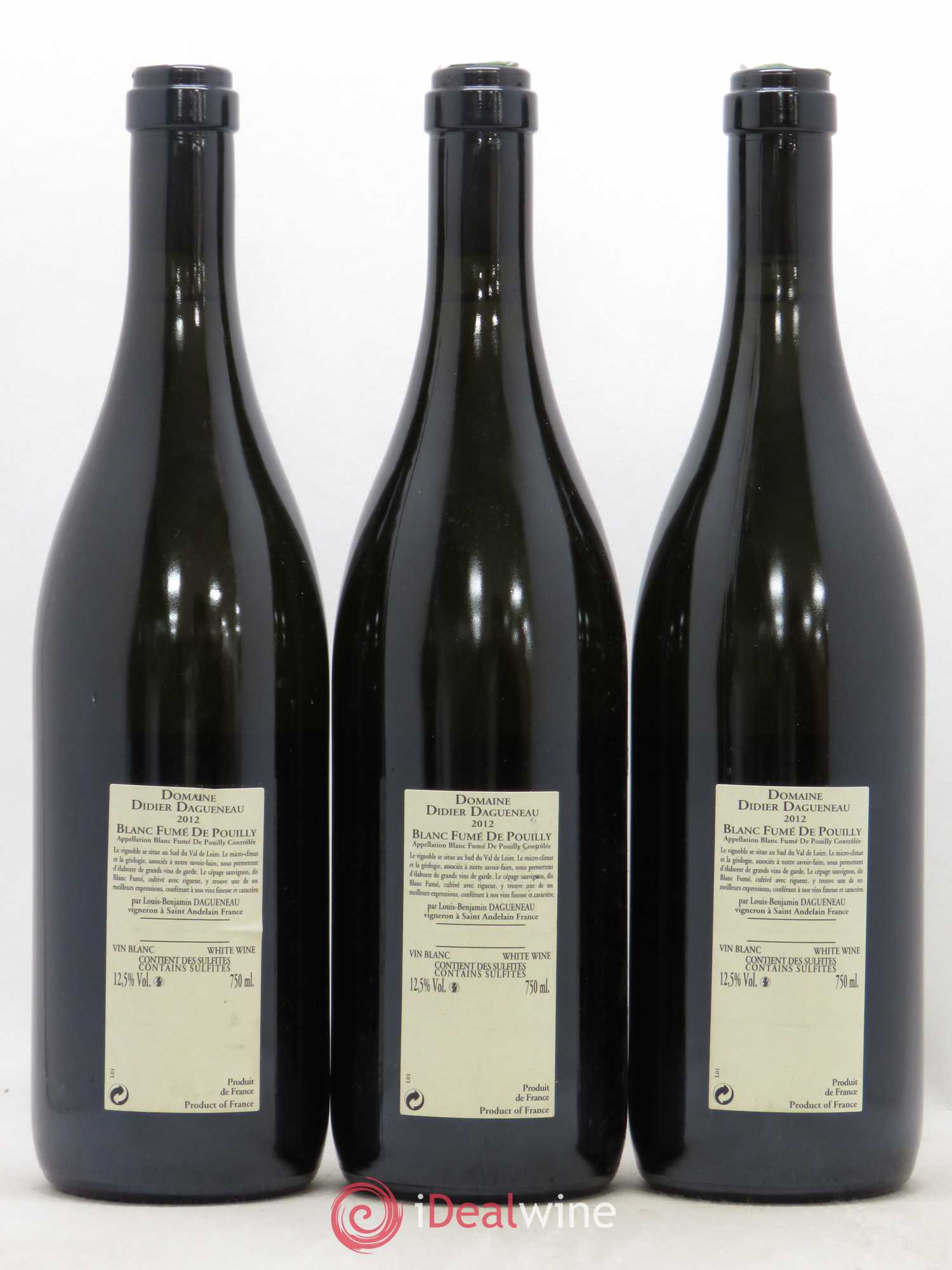 Pouilly-Fumé Blanc Fumé de Pouilly Dagueneau (Domaine Didier - Louis-Benjamin) 2012 - Lot de 3 bouteilles - 1