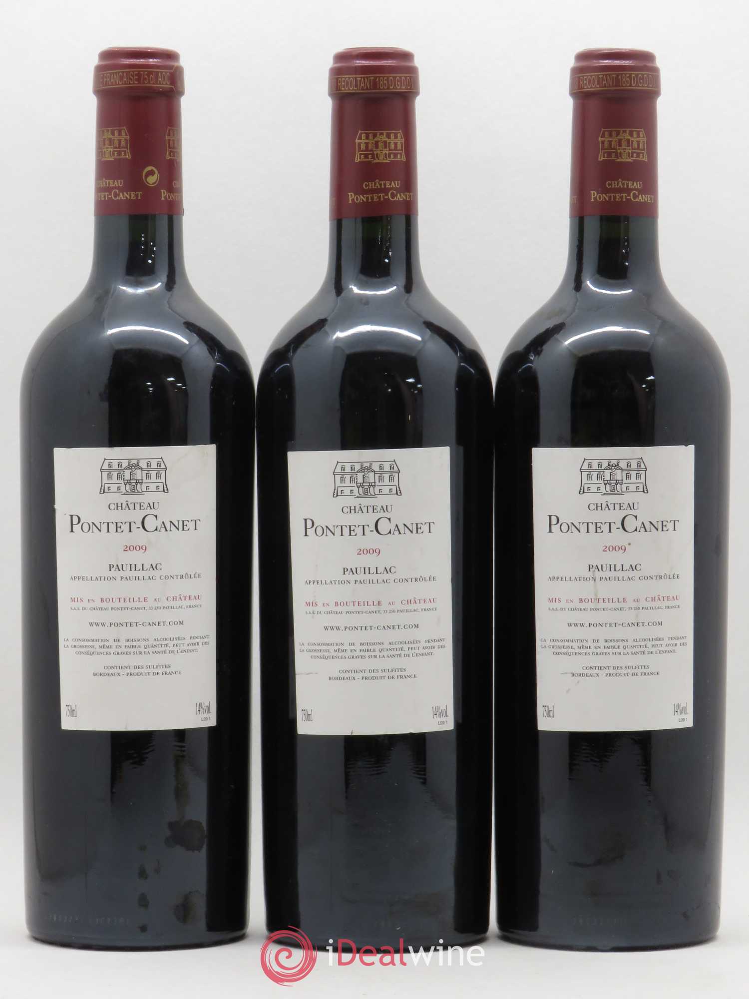 Château Pontet Canet 5ème Grand Cru Classé 2009 - Lot de 3 bouteilles - 1