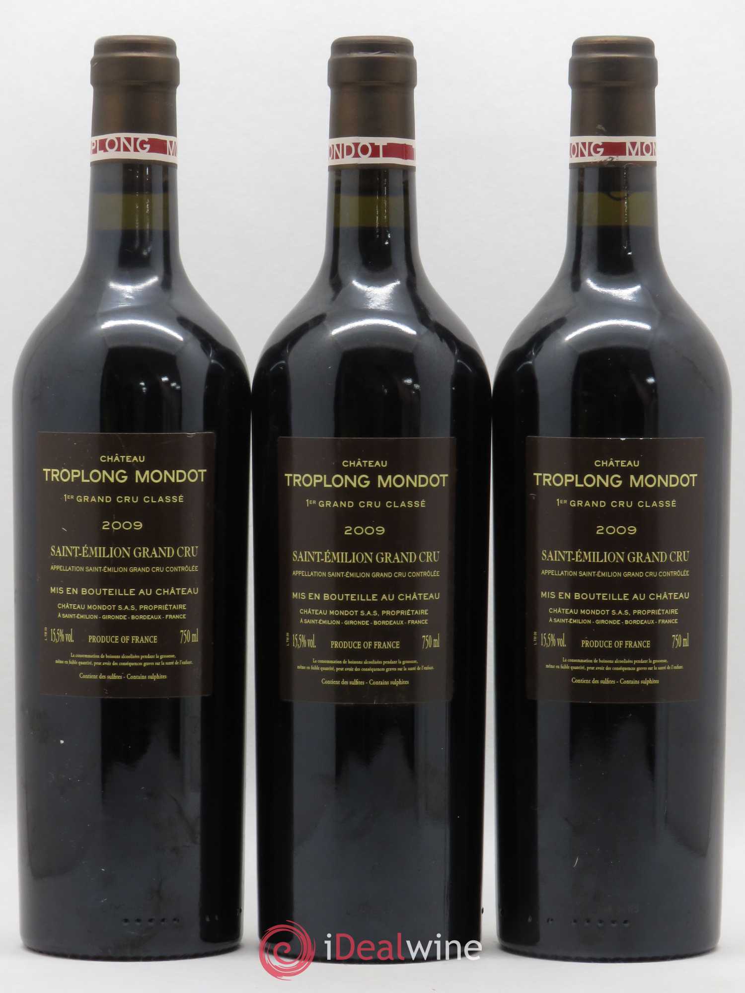 Château Troplong Mondot 1er Grand Cru Classé B 2009 - Lot de 3 bouteilles - 1