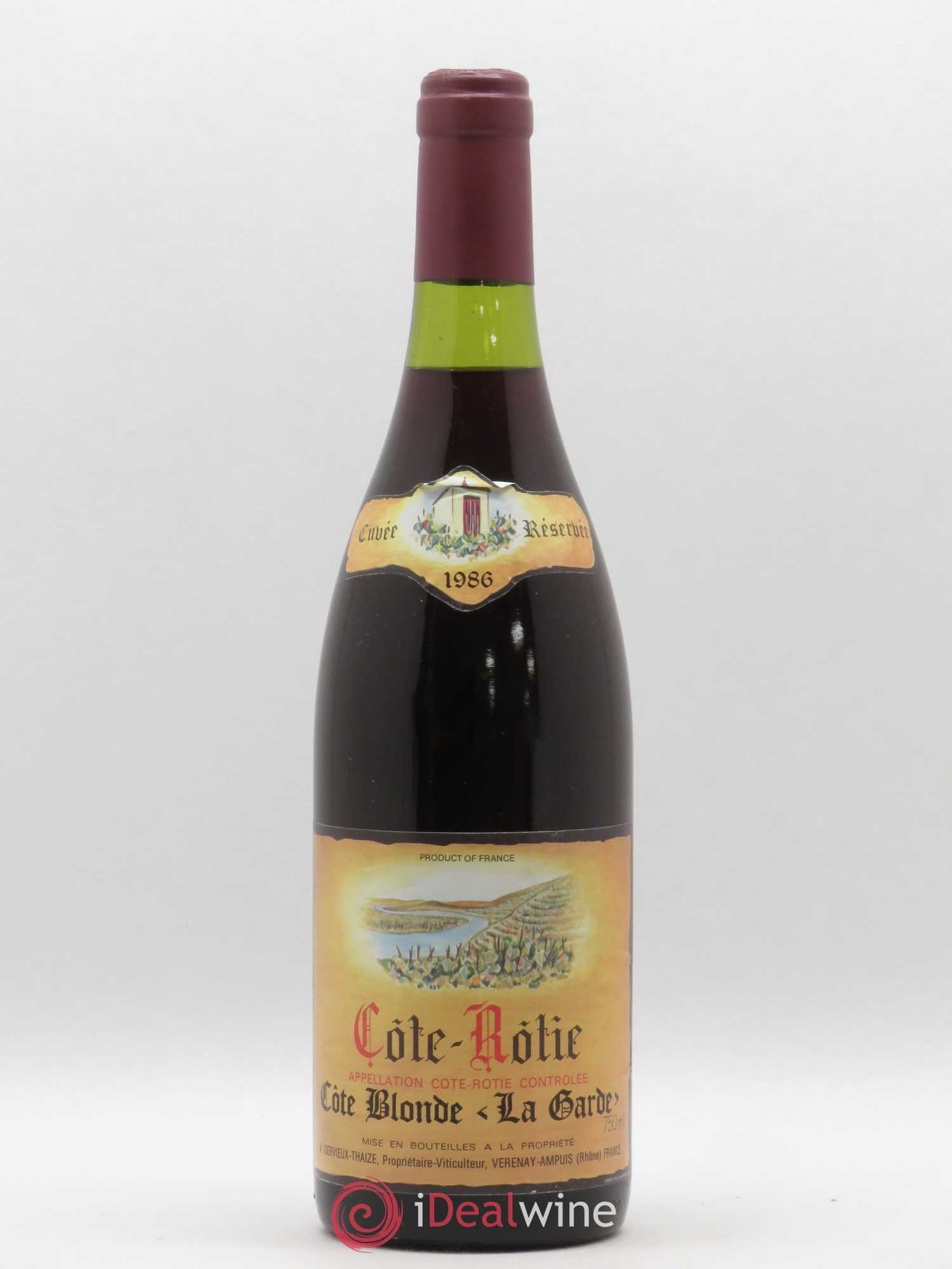 Côte-Rôtie Côte Blonde La Garde Dervieux Thaize cuvée réservée 1986 - Lot de 1 bouteille - 0