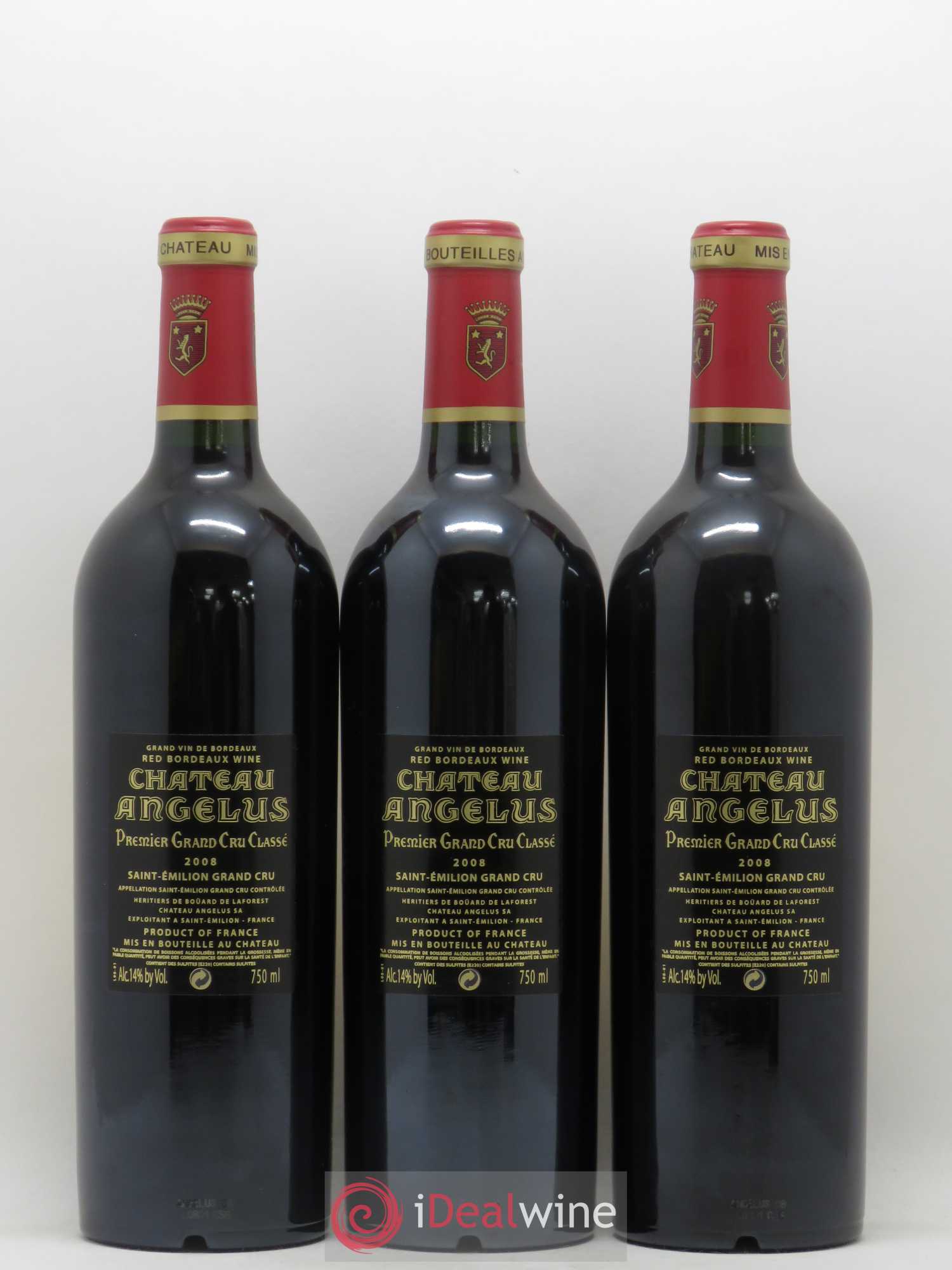 Château Angélus 1er Grand Cru Classé A 2008 - Lot de 3 bouteilles - 1