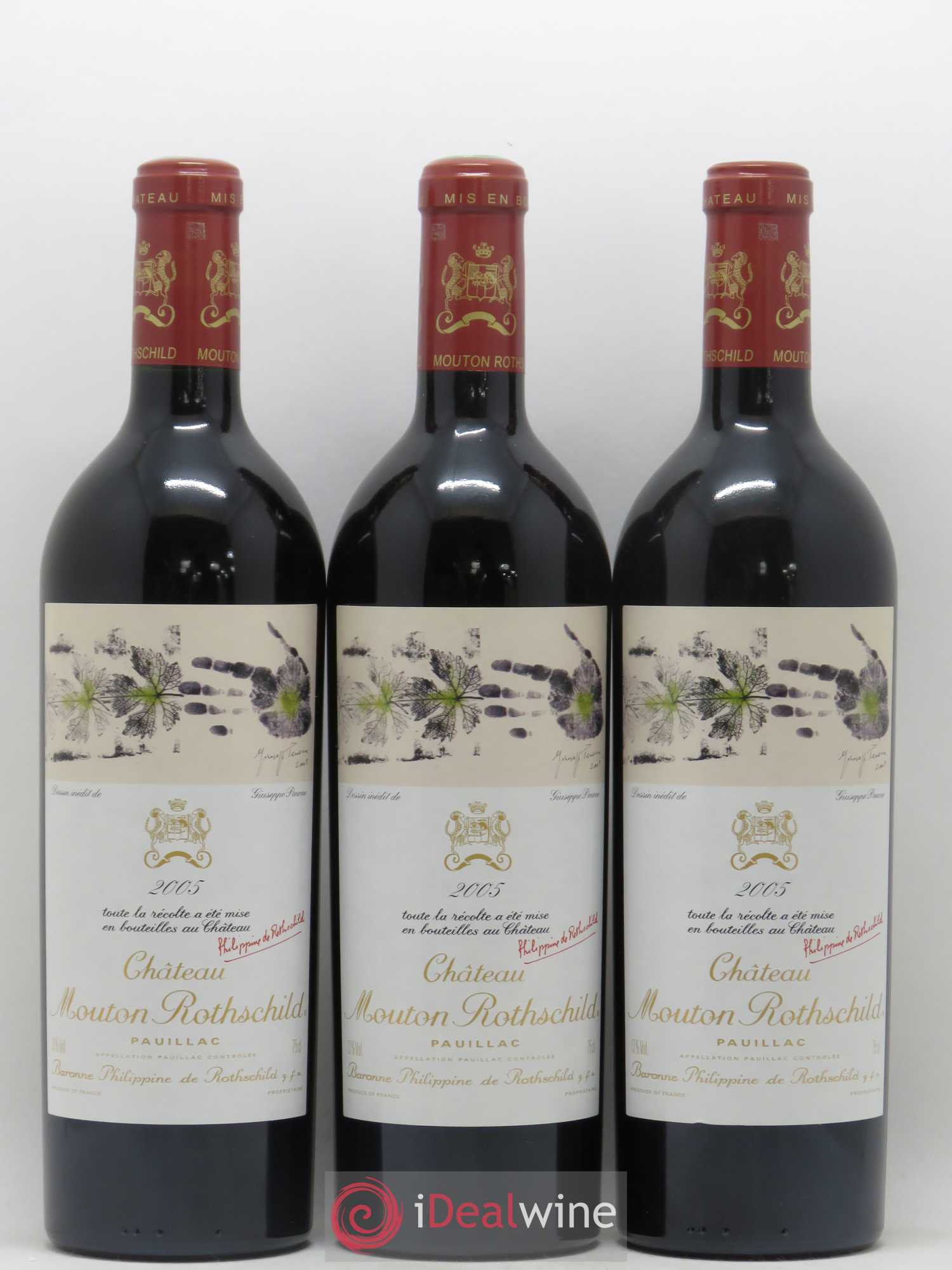 Château Mouton Rothschild 1er Grand Cru Classé 2005 - Lot de 3 bouteilles - 0