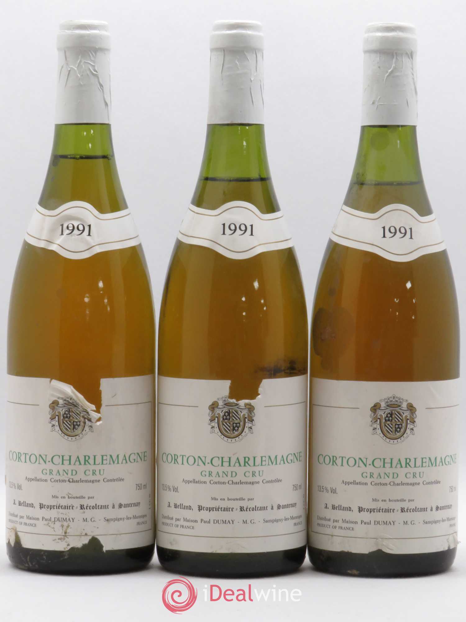 Corton-Charlemagne Grand Cru Belland 1991 - Lot de 3 bouteilles - 0
