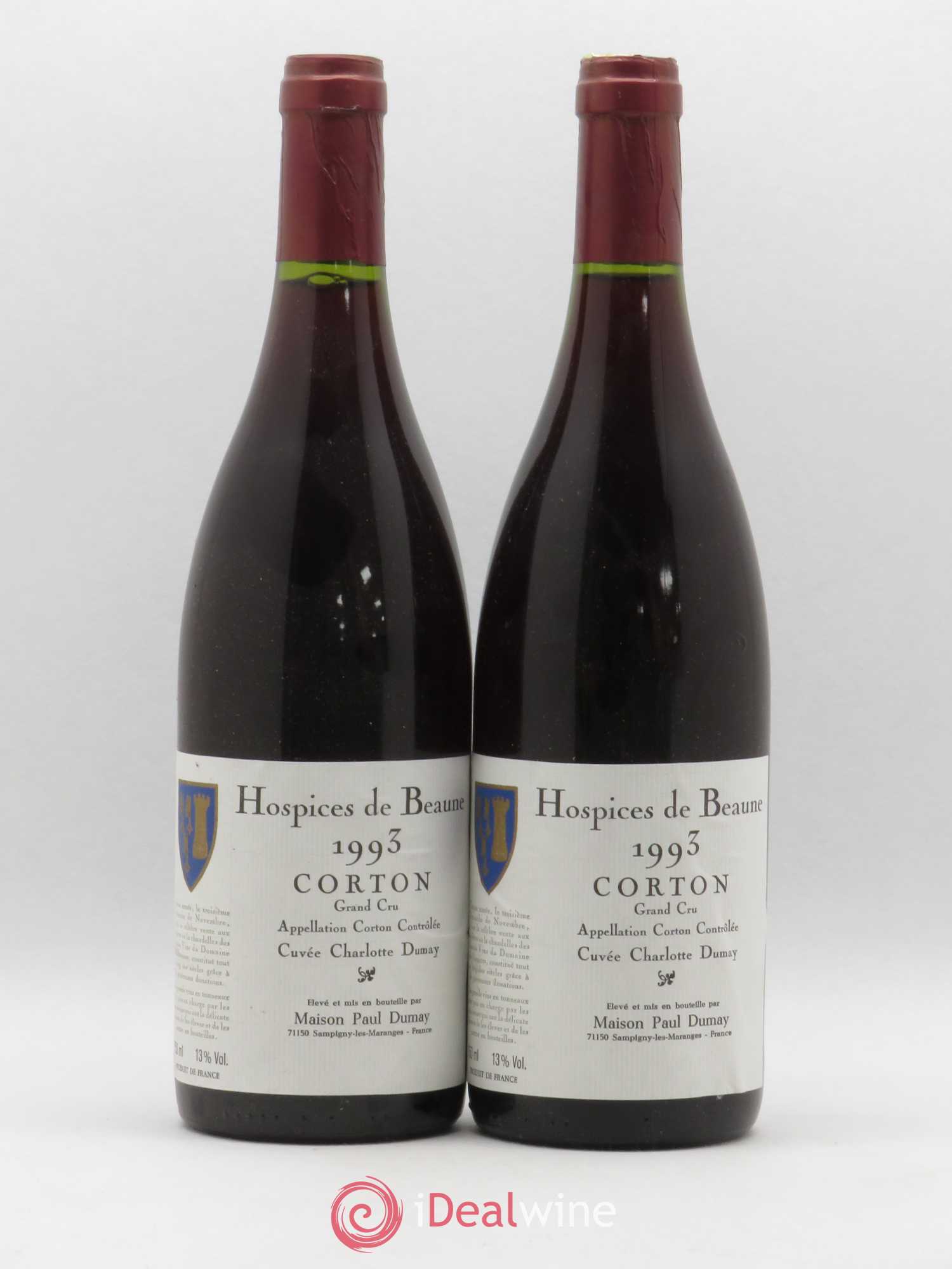 Corton Grand Cru Hospices de Beaune Cuvée Charlotte Dumay Maison Paul Dumay 1993 - Posten von 2 Flaschen - 0