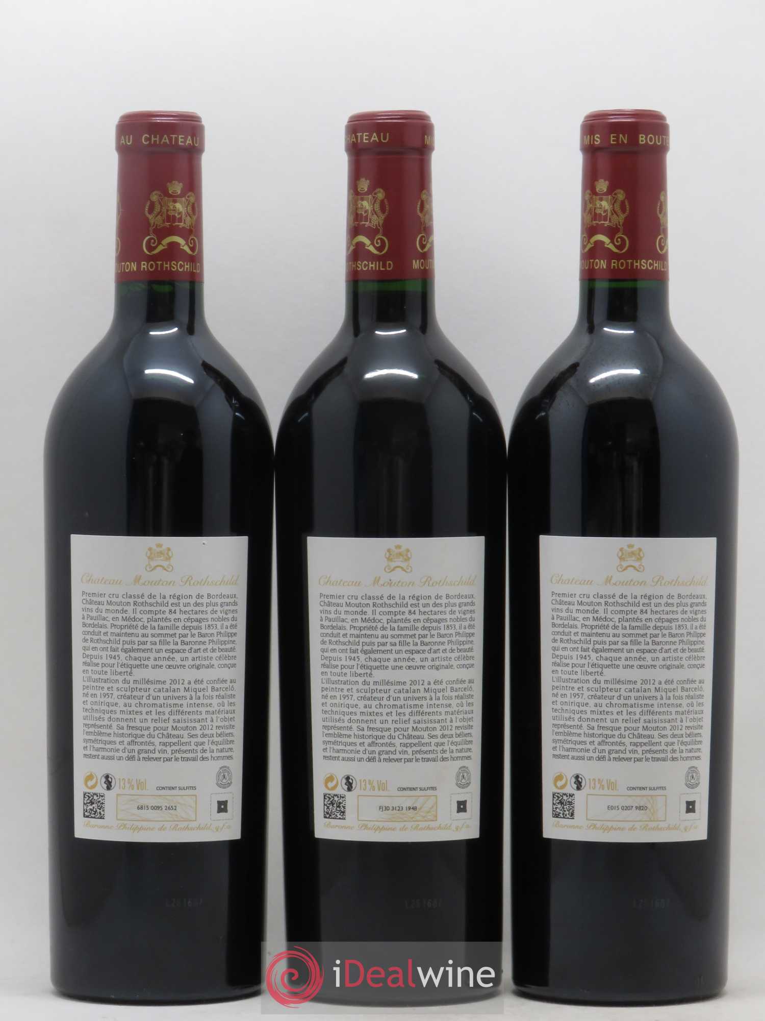 Château Mouton Rothschild 1er Grand Cru Classé 2012 - Lot de 3 bouteilles - 1