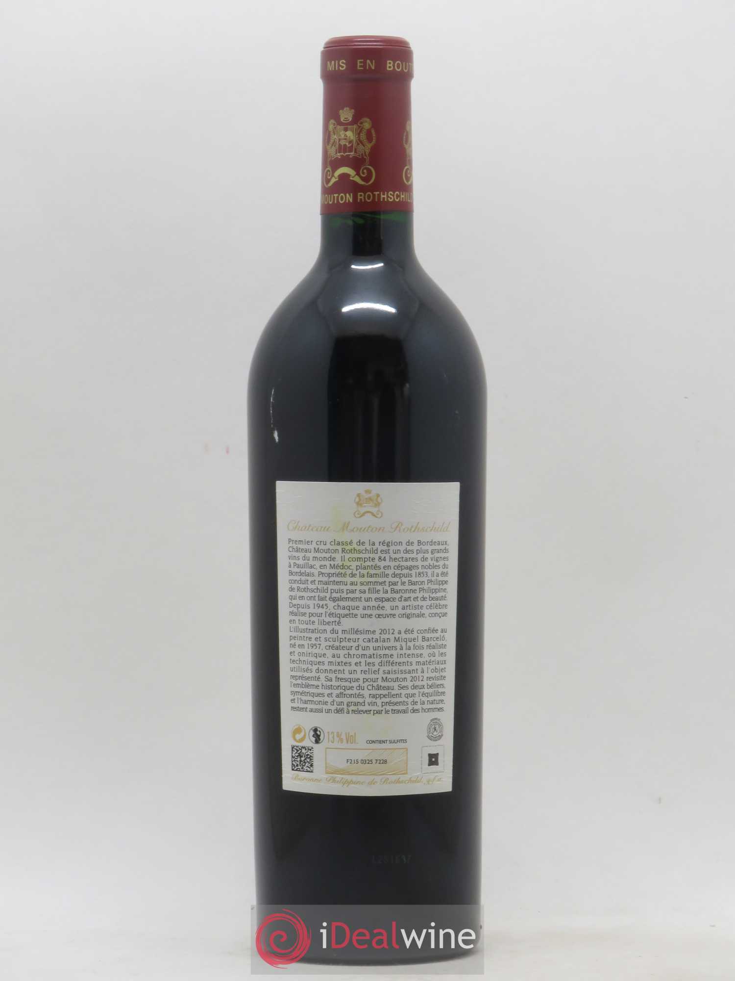 Château Mouton Rothschild 1er Grand Cru Classé 2012 - Lot de 1 bouteille - 1