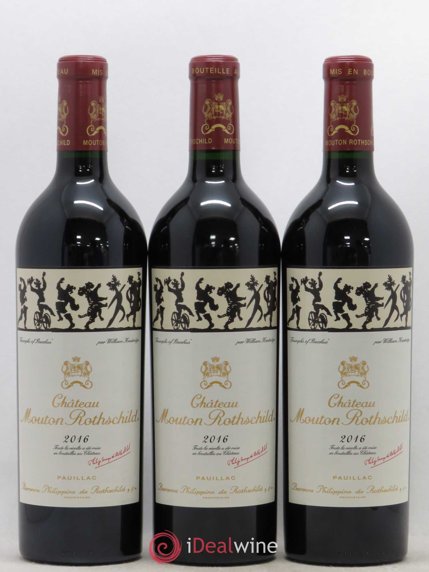 Château Mouton Rothschild 1er Grand Cru Classé 2016 - Lot de 3 bouteilles - 0