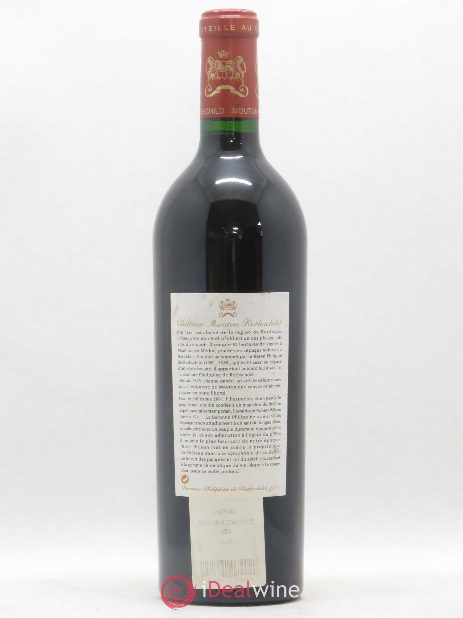 Château Mouton Rothschild 1er Grand Cru Classé 2001 - Lot de 1 bouteille - 1