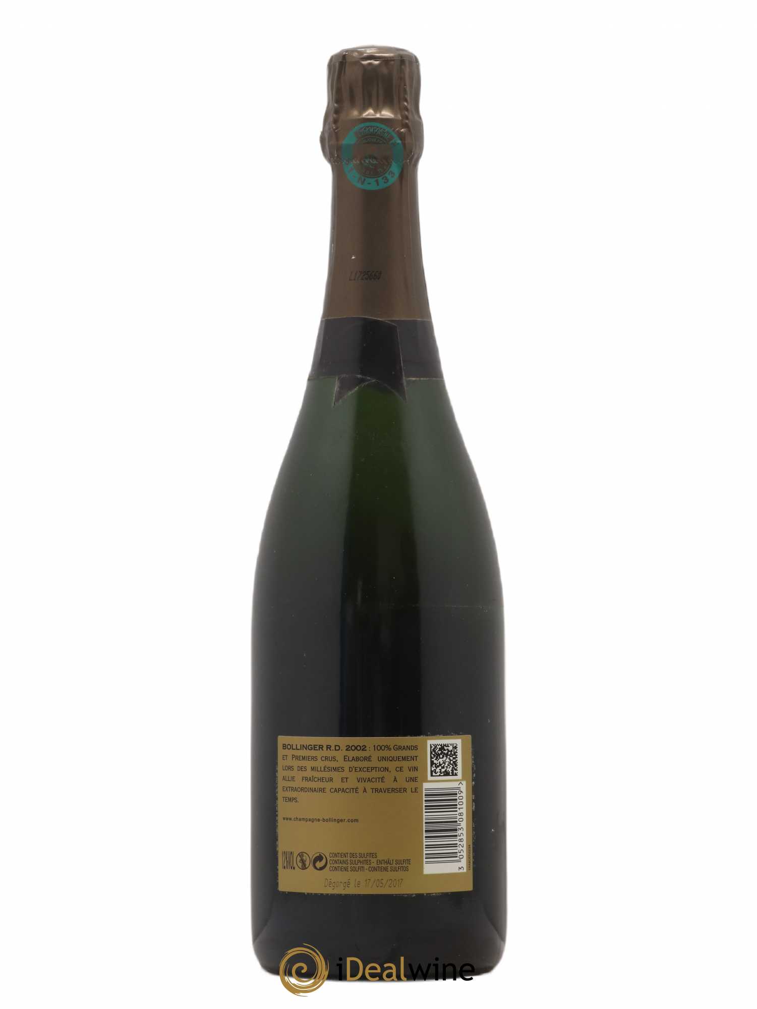 R.D. Extra-Brut Bollinger Brut 2002 - Lot de 1 bouteille - 1
