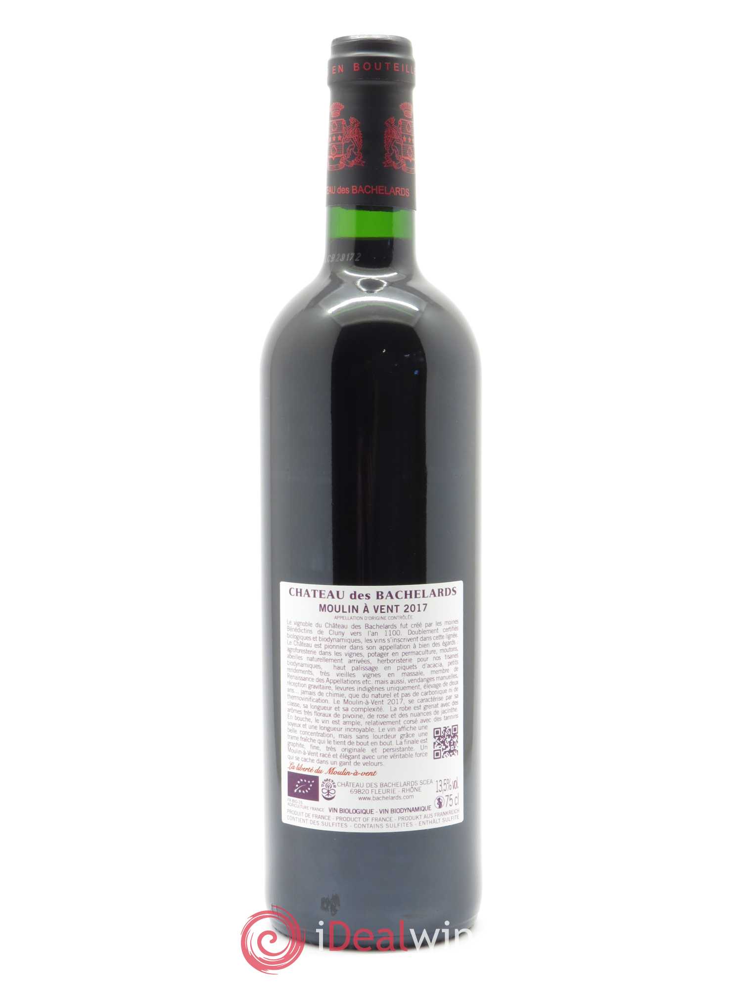 Moulin-à-Vent Château des Bachelards 2017 - Lot of 1 bottle - 1