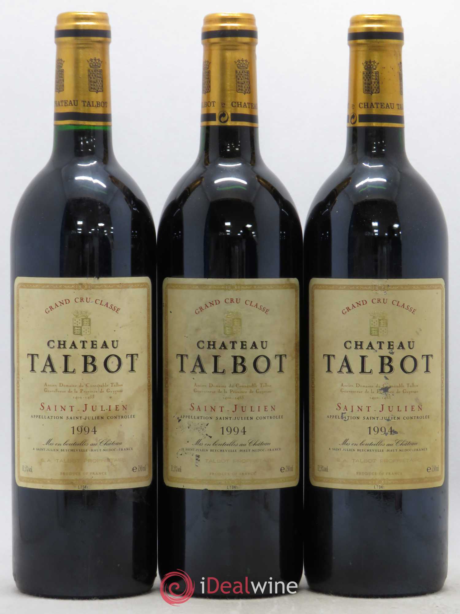 Château Talbot 4ème Grand Cru Classé 1994 - Lot de 3 bouteilles - 0