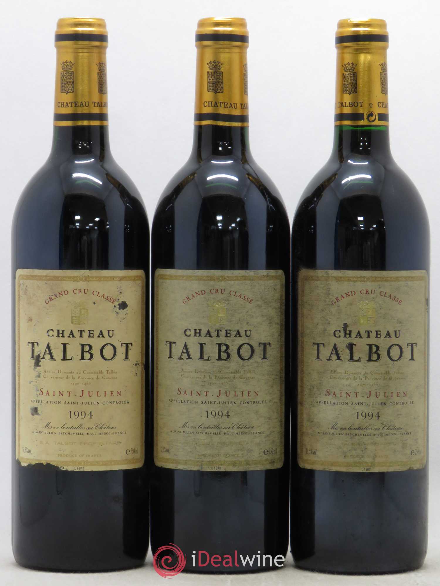 Château Talbot 4ème Grand Cru Classé 1994 - Lot de 3 bouteilles - 0