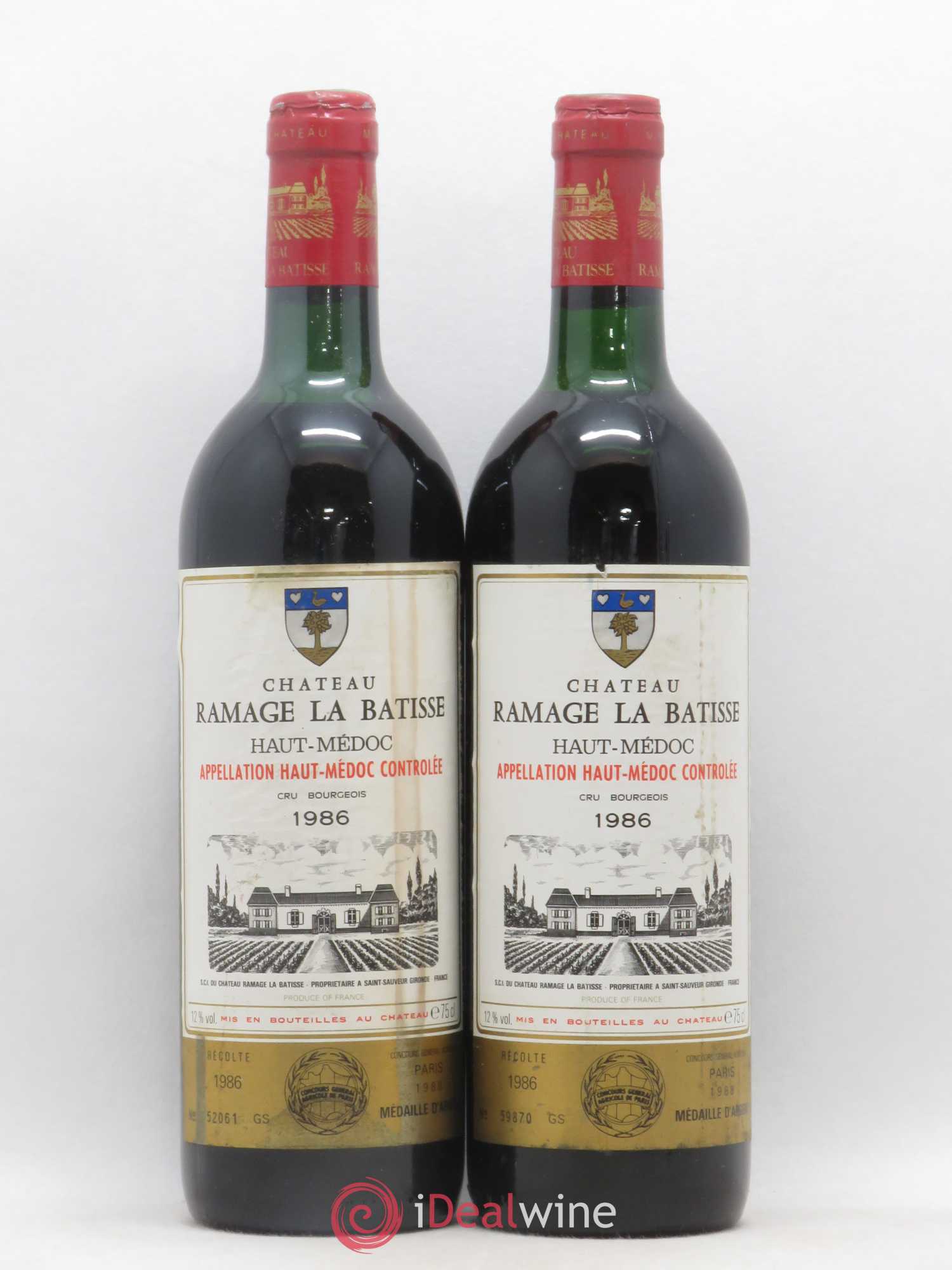 Château Ramage la Bâtisse Cru Bourgeois 1986 - Lot de 2 bouteilles - 0